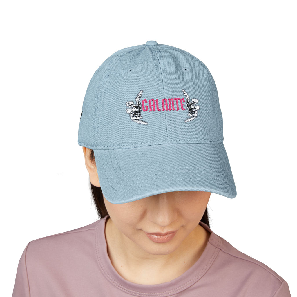Denim Hat — Embroidered "Galante" with Pointing Hands