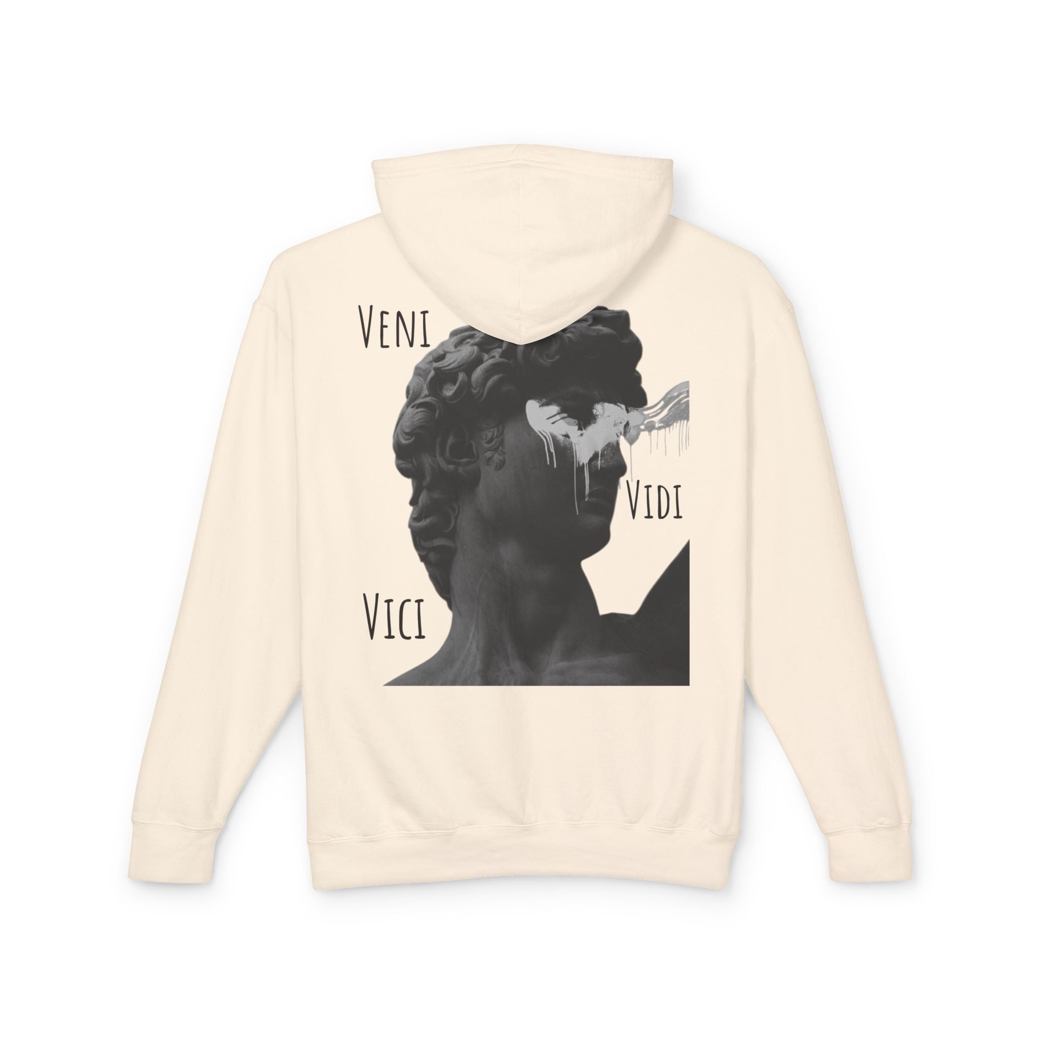 “Veni Vidi Vici” Statue Graphic Hoodie — Lightweight Vintage Art Pullover