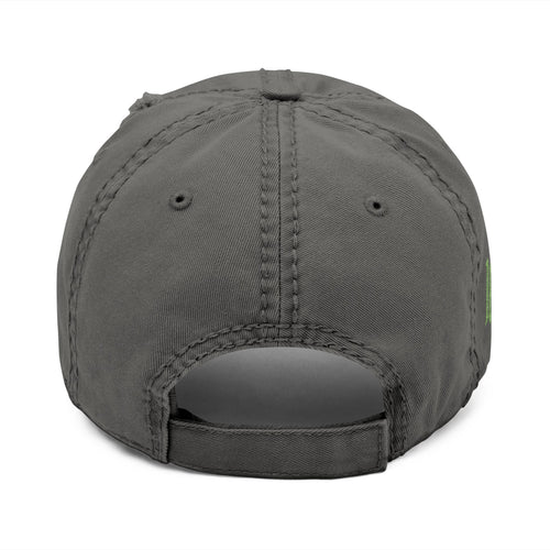 Alien Embroidered Distressed Dad Hat – Retro Bucket Cap Graphic
