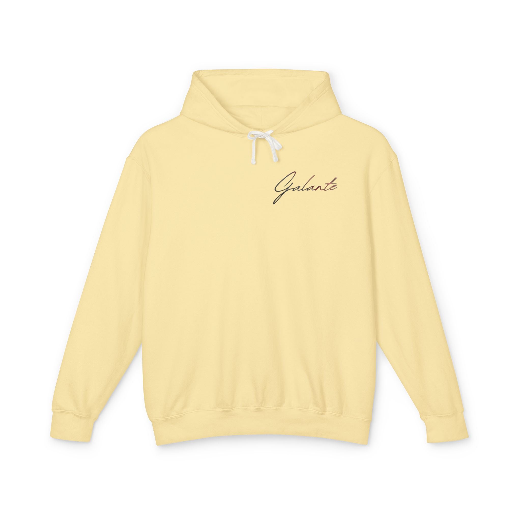 Fallen Graphic Hoodie — Vintage Angel Illustration Back with 'Galante' Script Chest