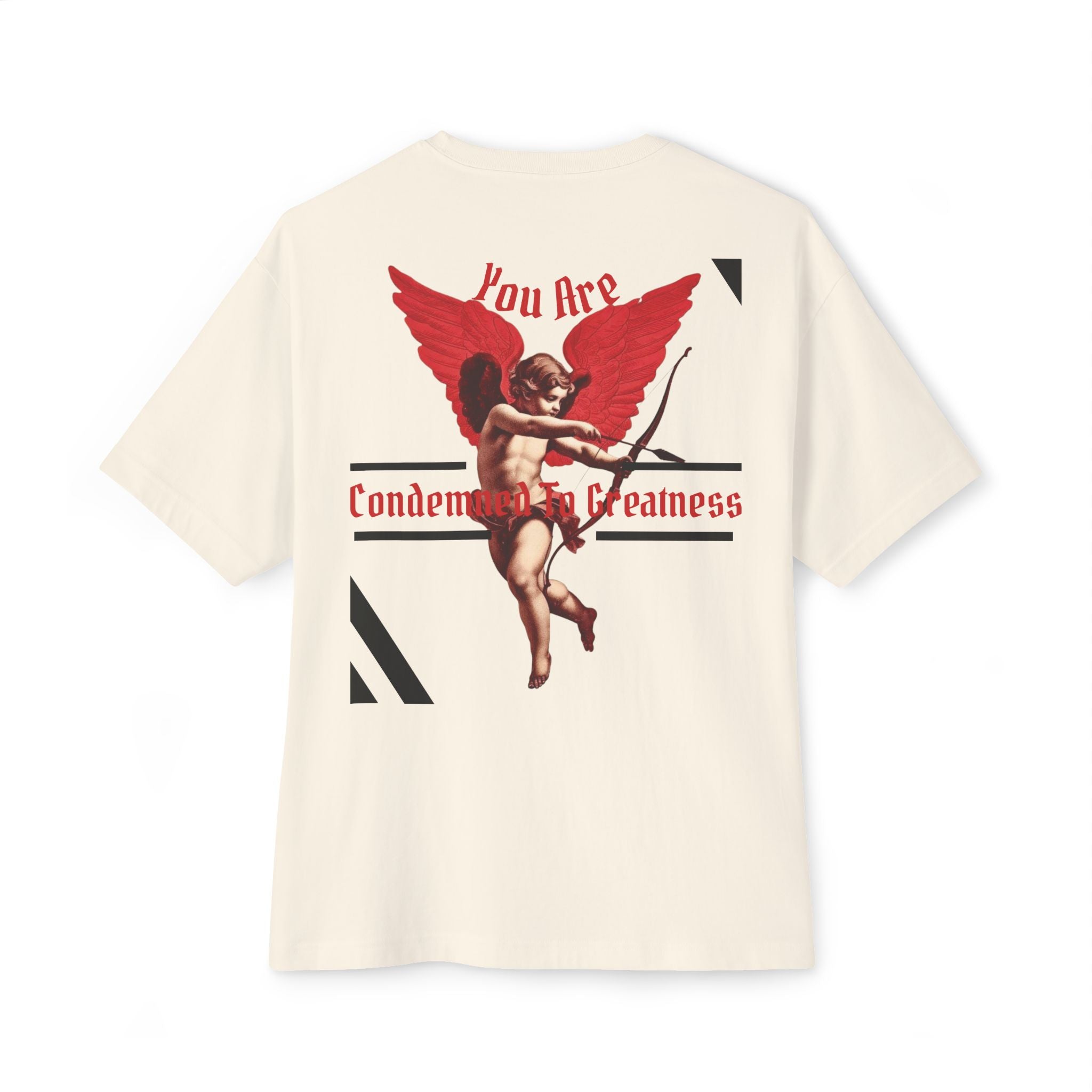 Oversized Boxy Tee — 'You Are Condemned To Greatness' Angel Graphic
