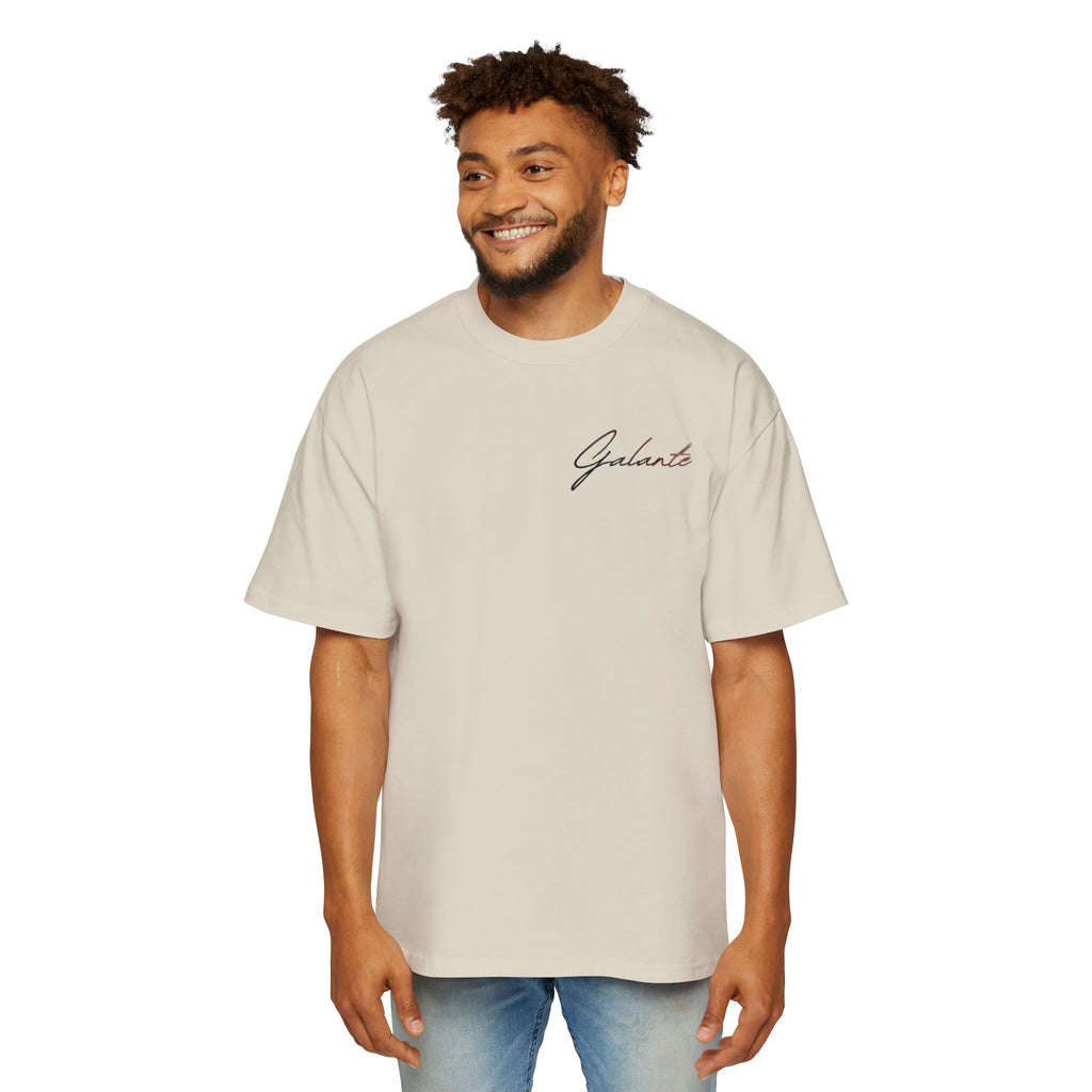 Oversized Tee — 'Galante' Script Front & Floral Head Portrait Back