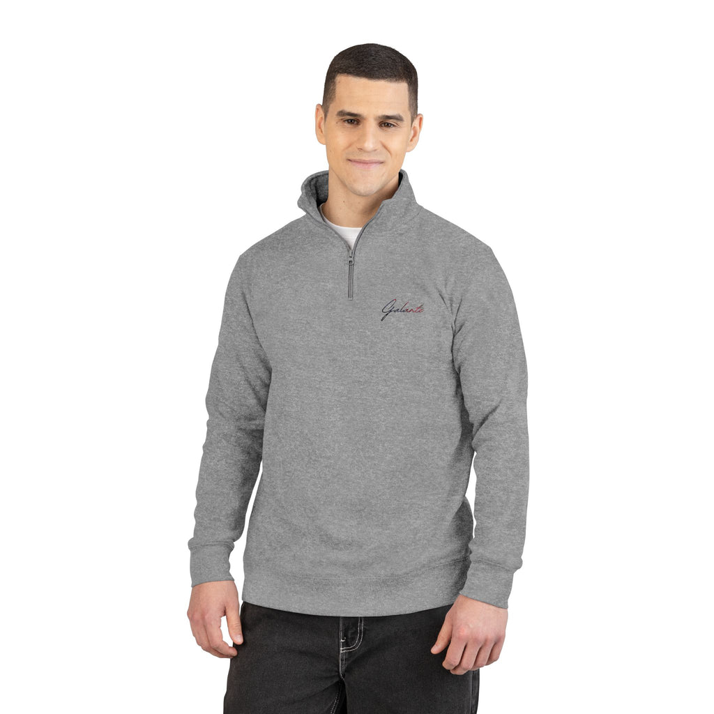 Embroidered 'Veni Vidi Vici' Quarter-Zip Pullover