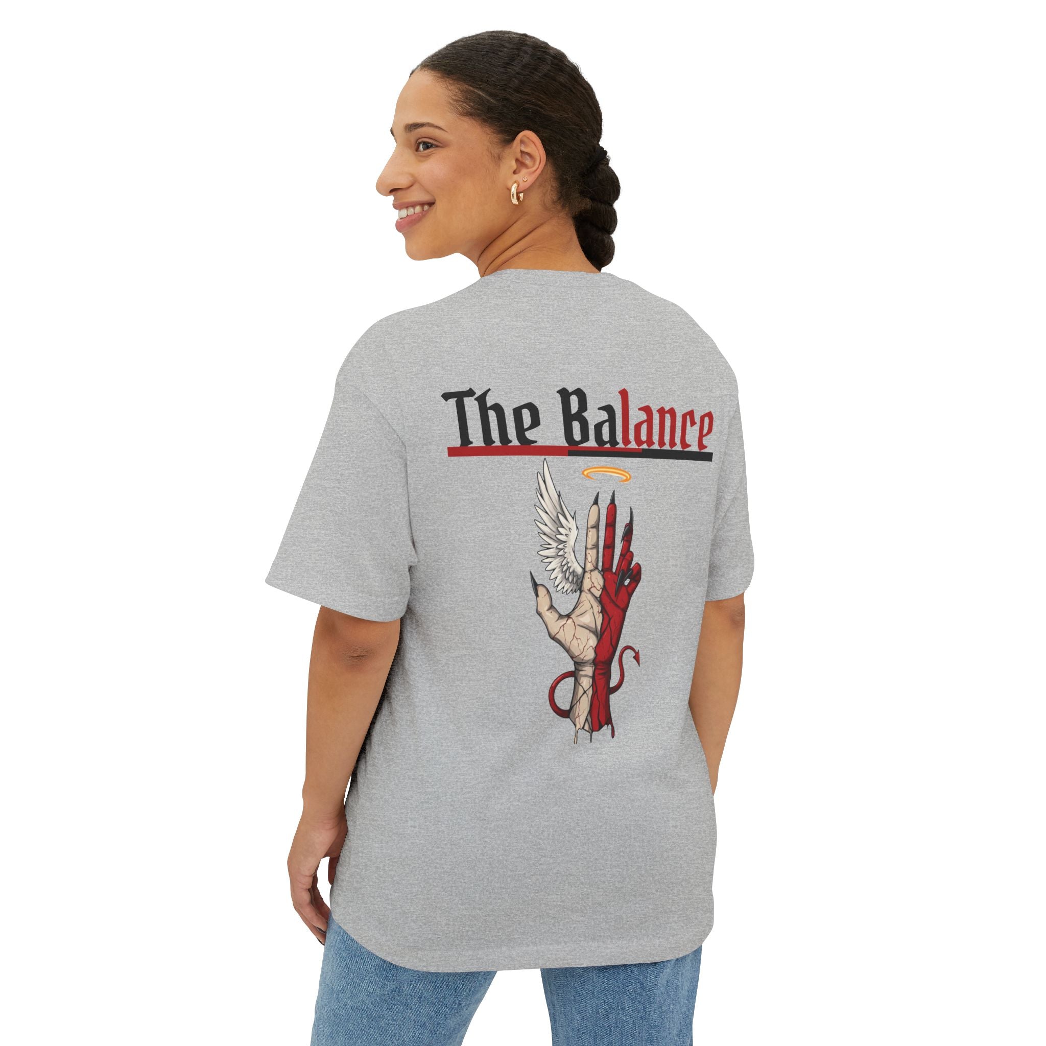 The Balance Graphic Tee — Angel & Demon Hand Illustration