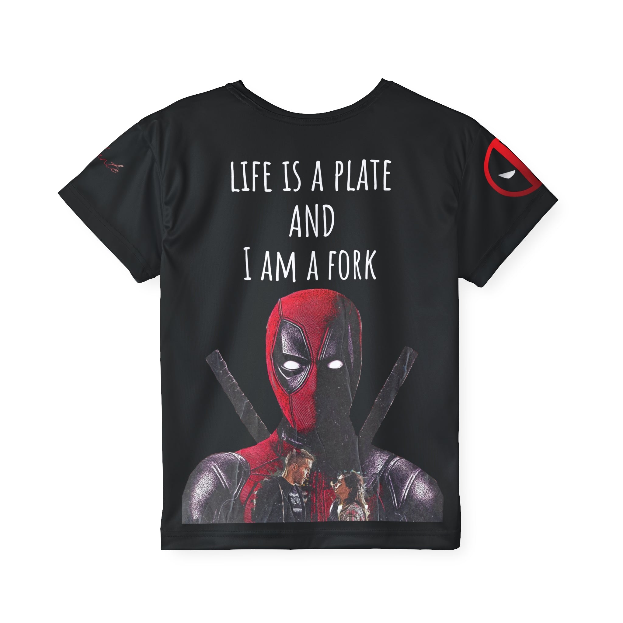 Deadpool Quote Kids Jersey | "Life Is A Plate And I Am A Fork" sports tee