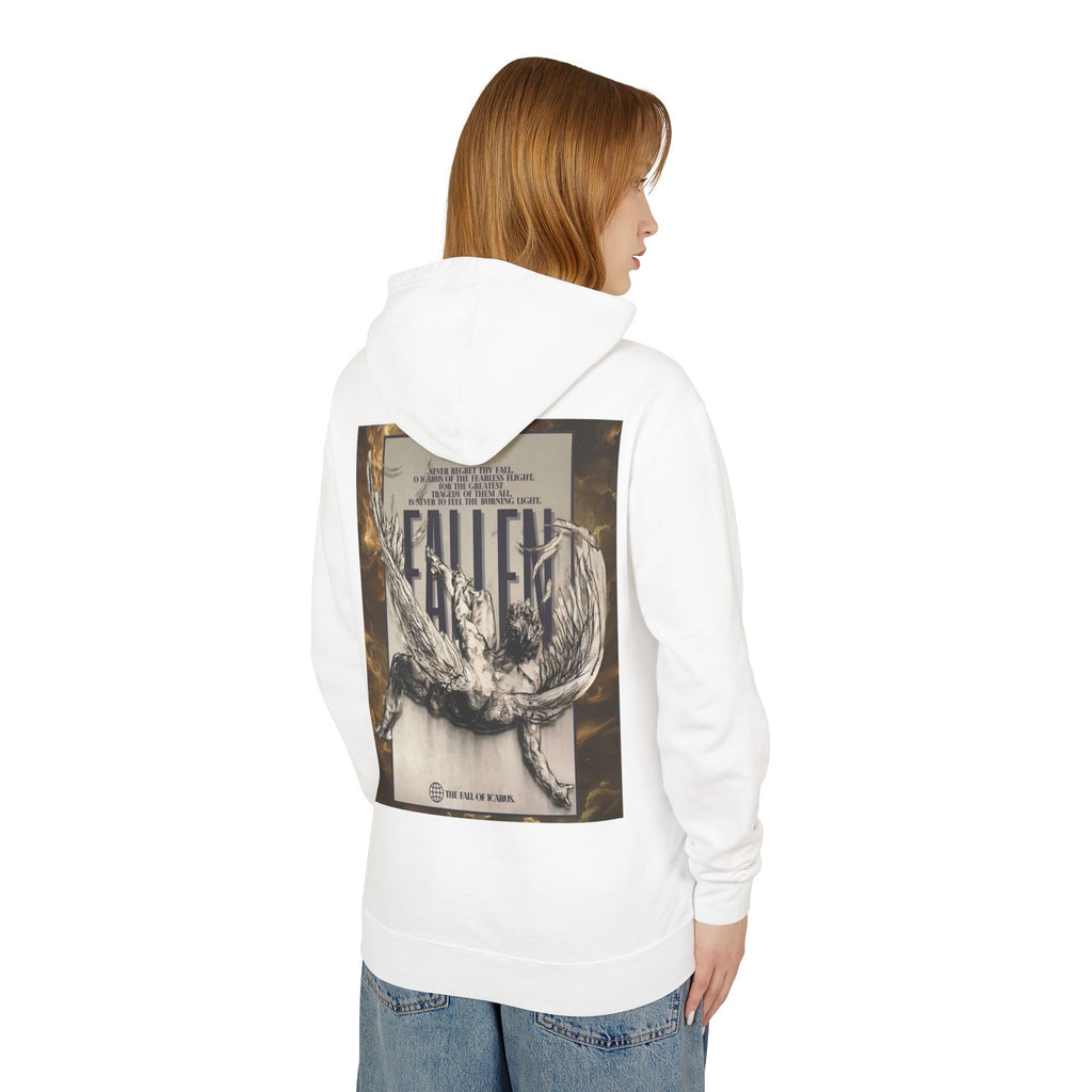 Fallen Graphic Hoodie — Vintage Angel Illustration Back with 'Galante' Script Chest