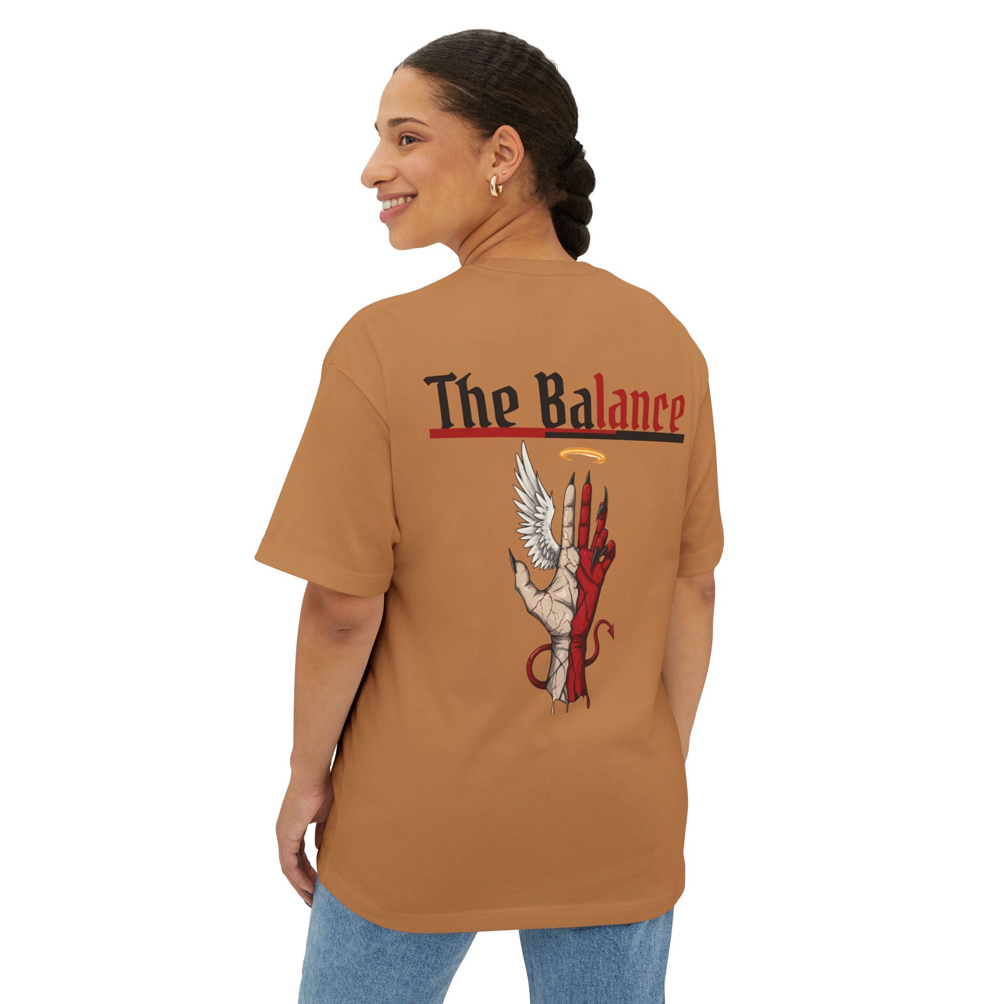 The Balance Graphic Tee — Angel & Demon Hand Illustration