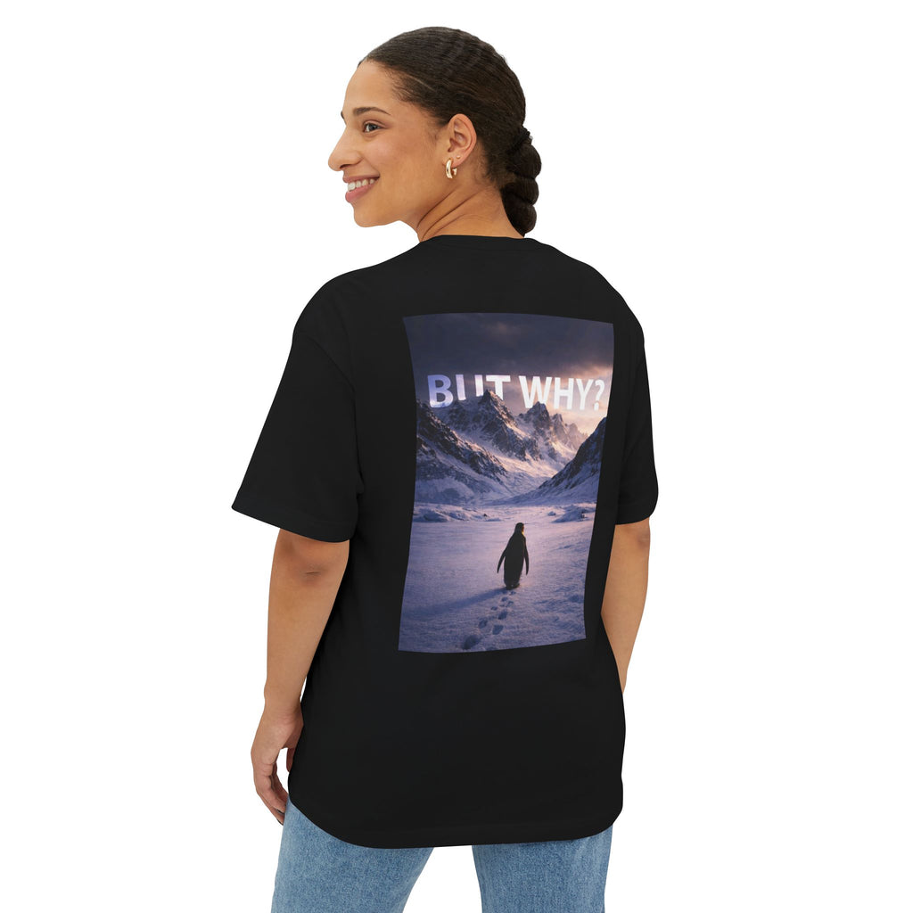 Unisex Oversized Boxy Tee - 'But Why?' Mountain Design