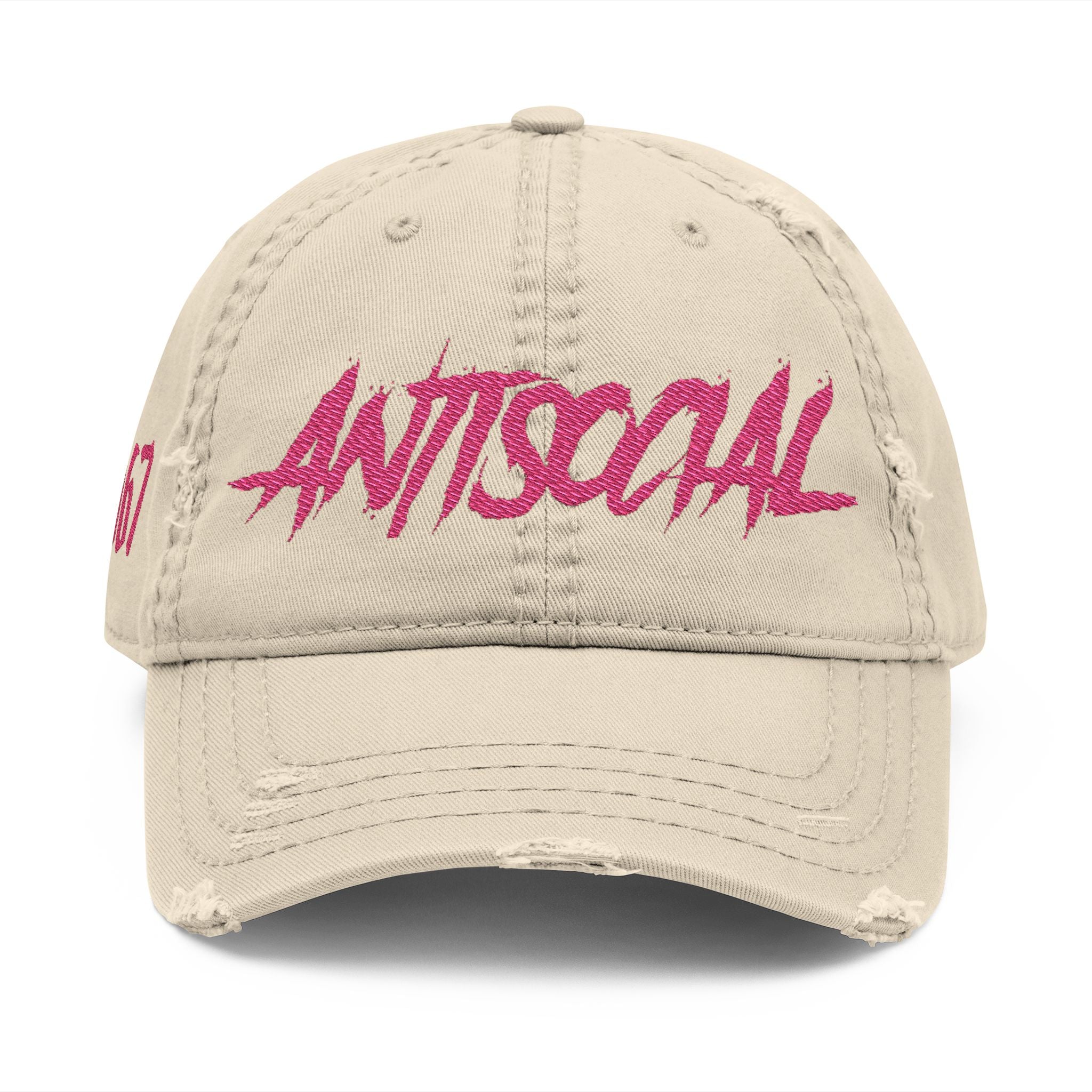 Antisocial Distressed Dad Hat — Embroidered Streetwear Cap