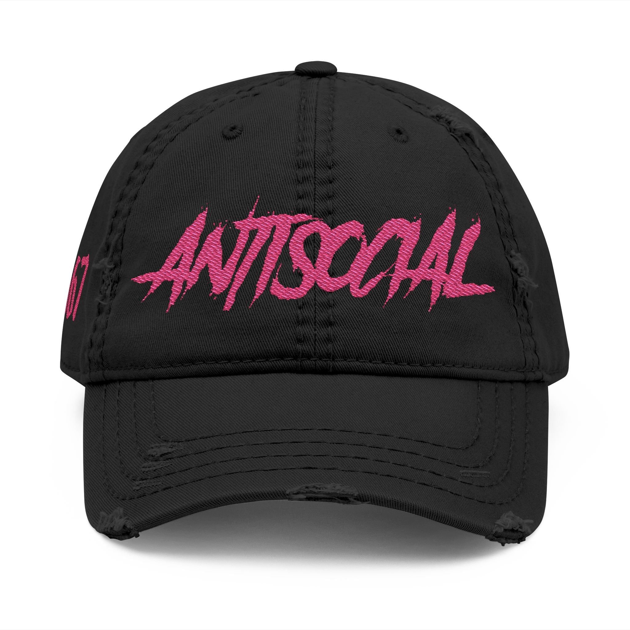 Antisocial Distressed Dad Hat — Embroidered Streetwear Cap
