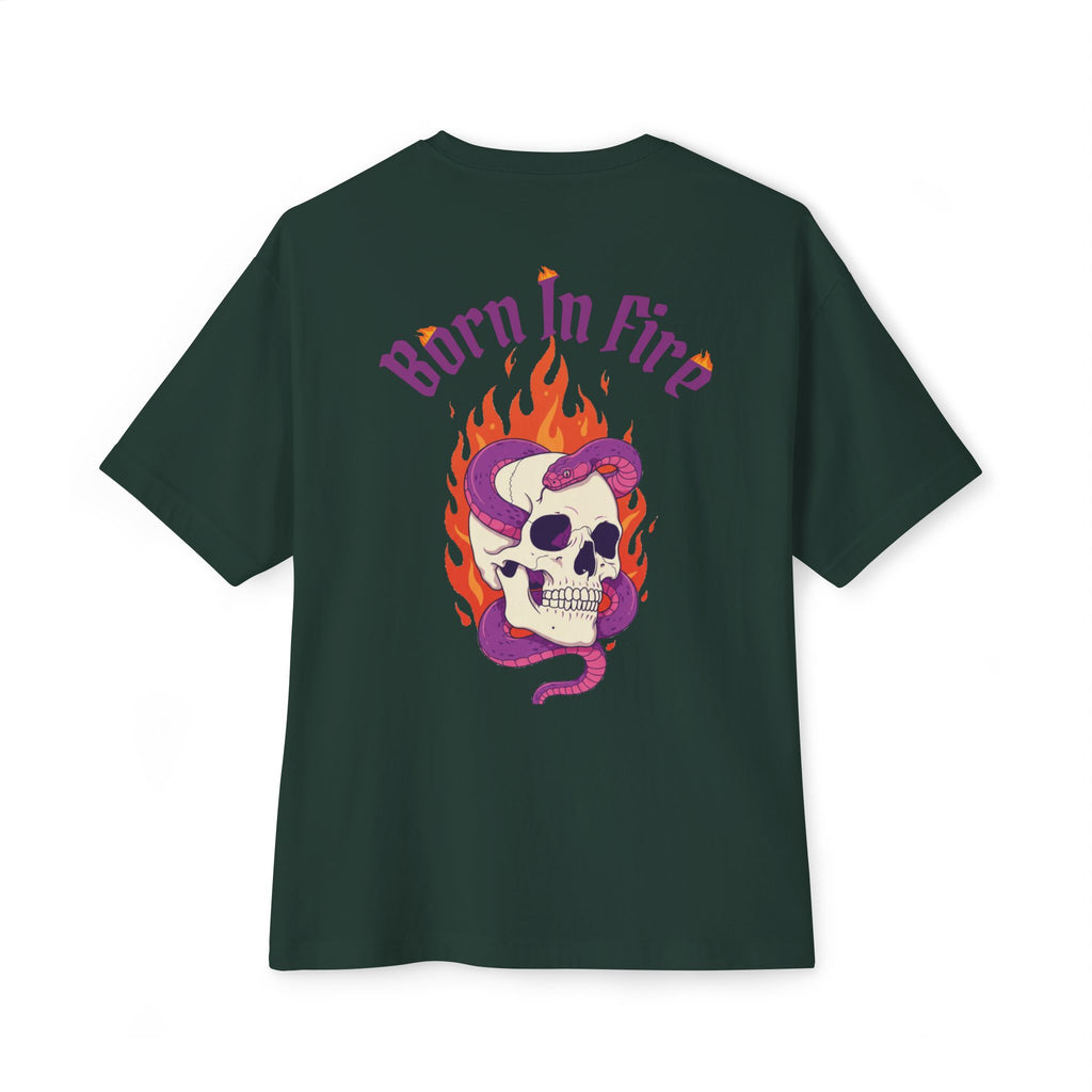 Born in Fire Skull Tee — Galante Graphic Oversized Boxy T‑Shirt