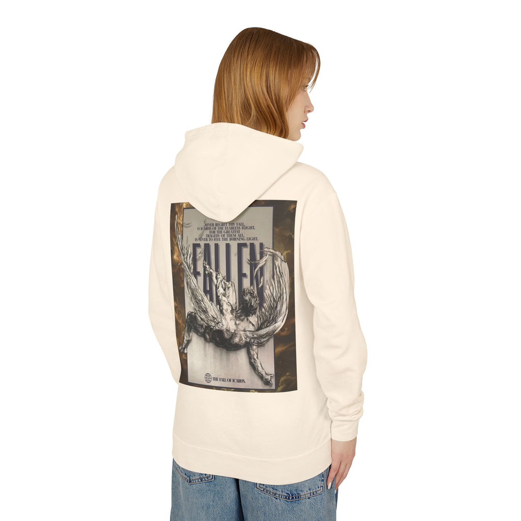 Fallen Graphic Hoodie — Vintage Angel Illustration Back with 'Galante' Script Chest