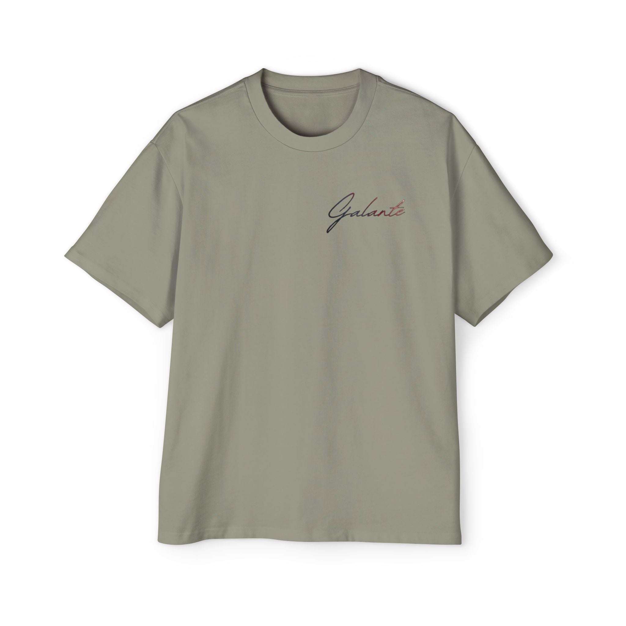 Oversized Tee — 'Galante' Script Front & Floral Head Portrait Back