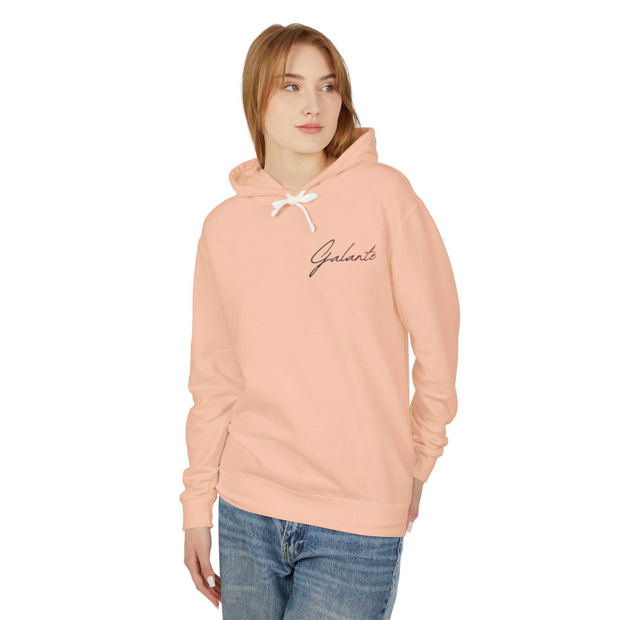 Fallen Graphic Hoodie — Vintage Angel Illustration Back with 'Galante' Script Chest