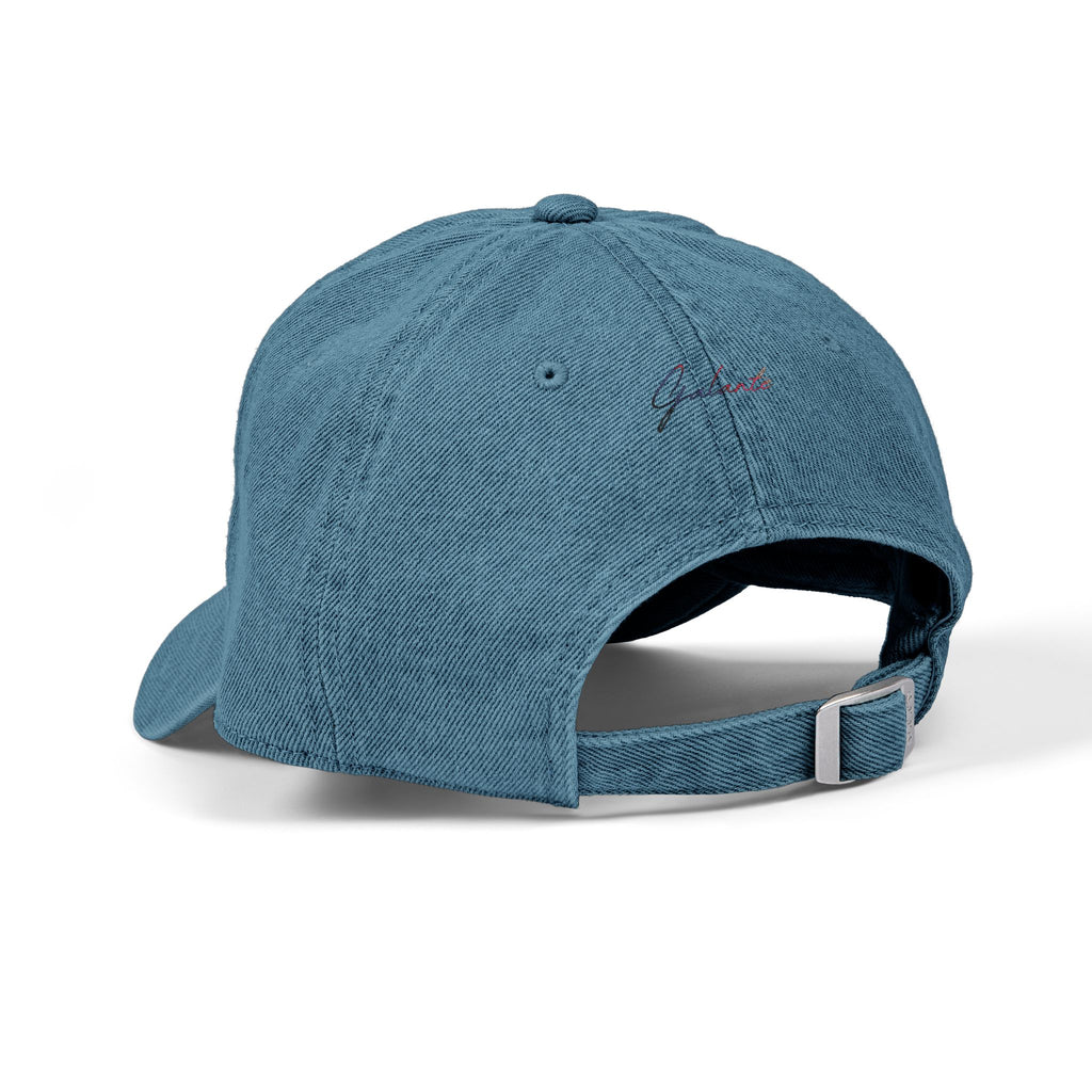 Embroidered Angel 777 Denim Hat — Vintage Baseball Cap with Winged Cherub Design