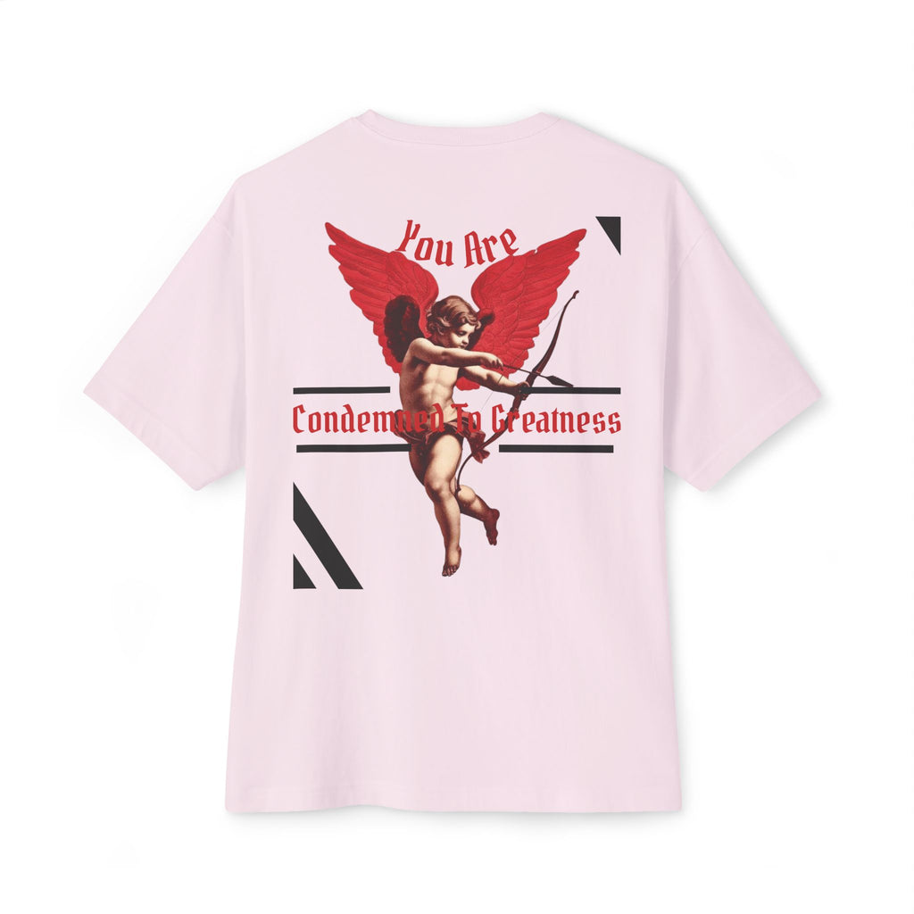 Oversized Boxy Tee — 'You Are Condemned To Greatness' Angel Graphic