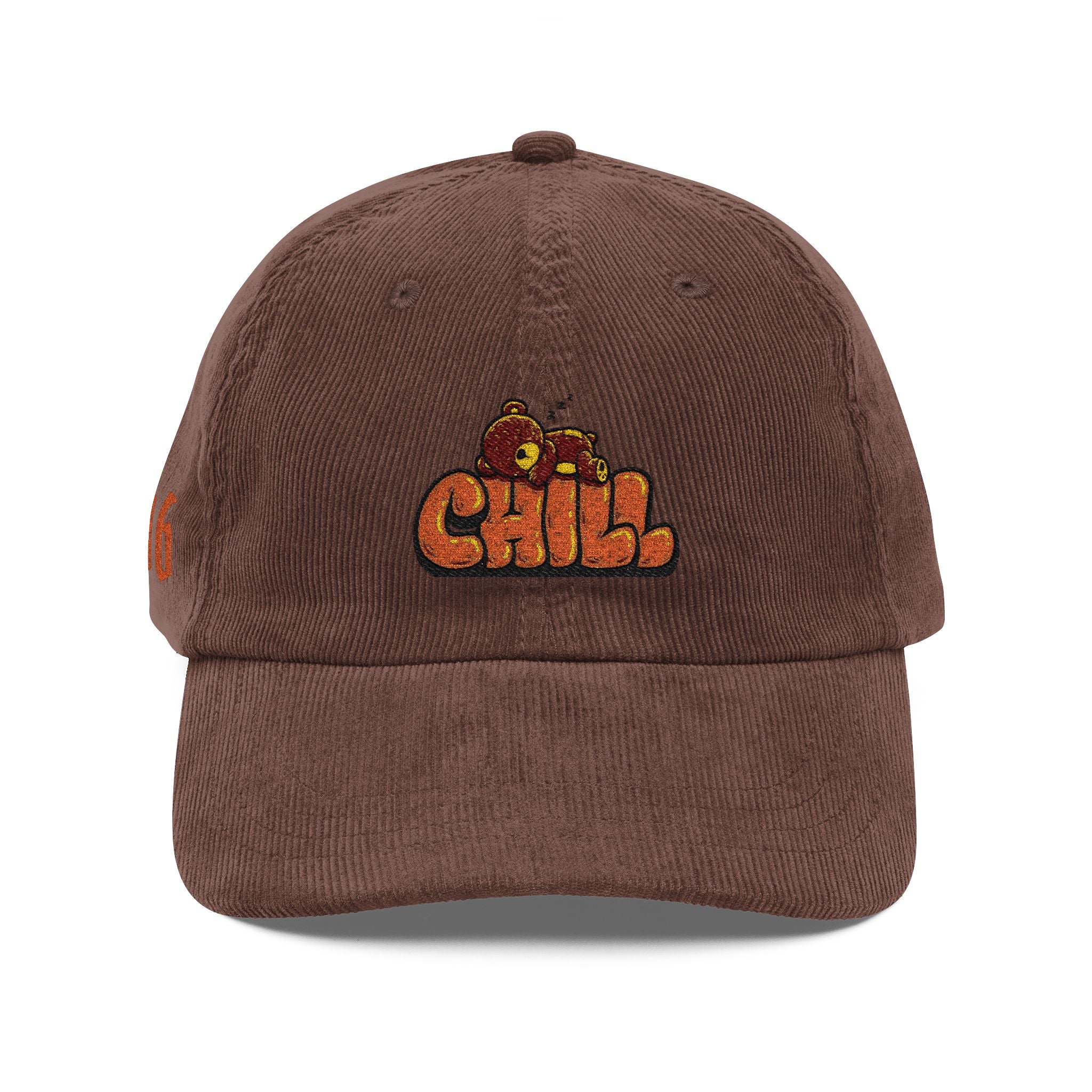 Corduroy Cap — Embroidered "CHILL" Retro Cozy Dad Hat