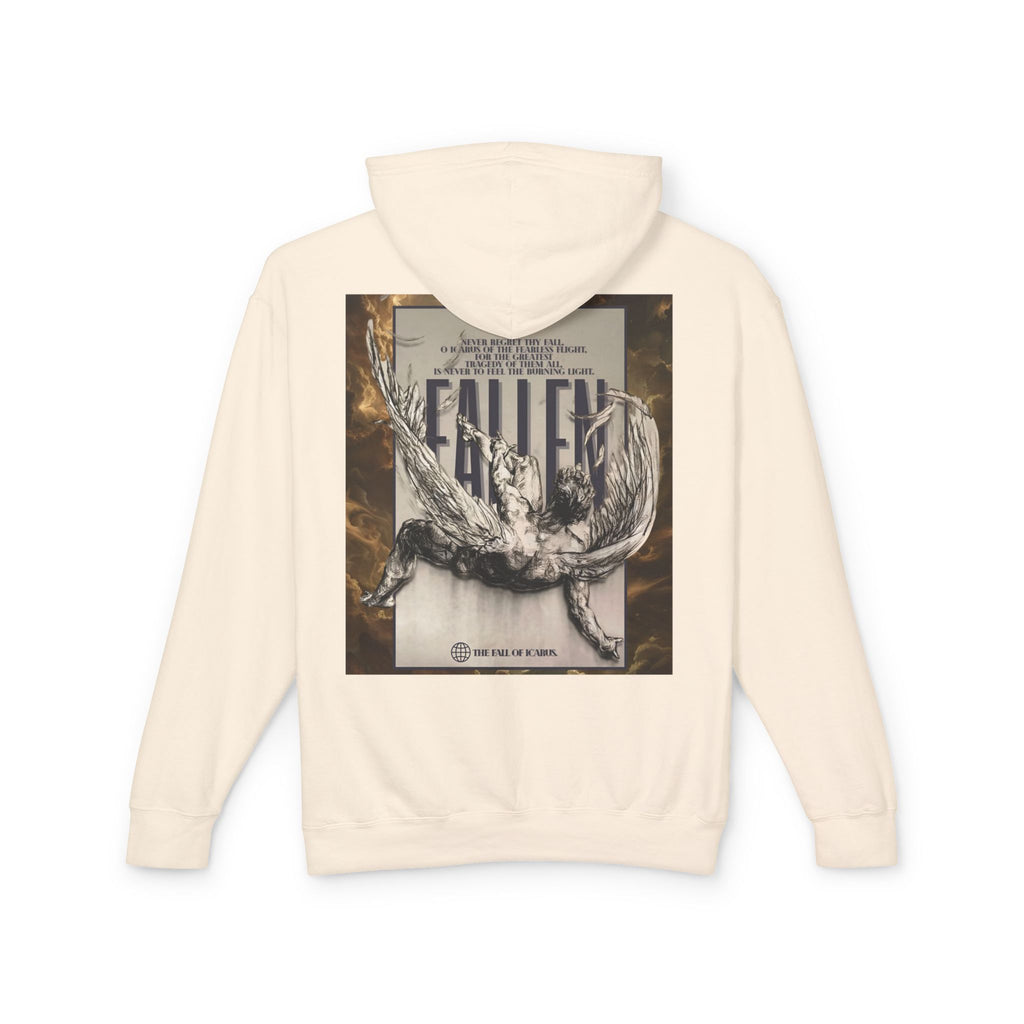 Fallen Graphic Hoodie — Vintage Angel Illustration Back with 'Galante' Script Chest