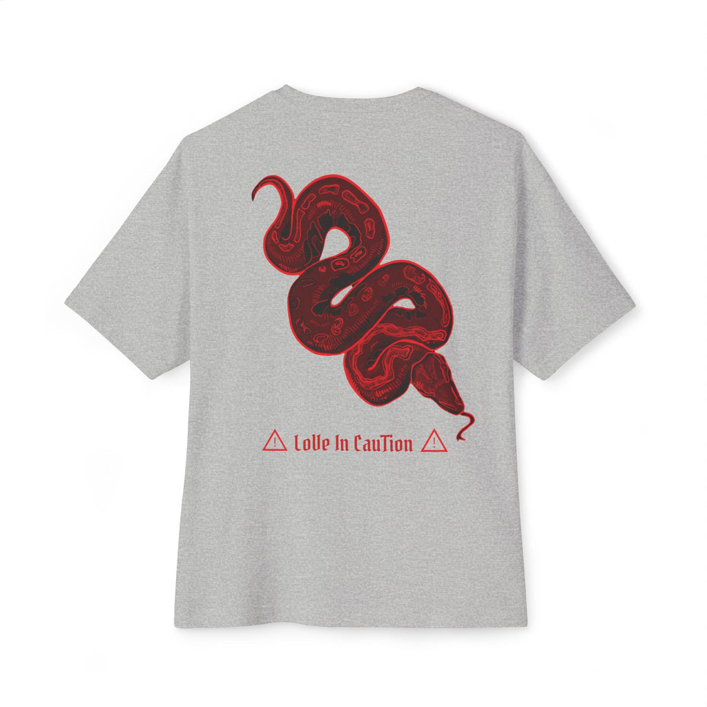 Boxy Tee — "A Little In Caution" Red Snake Graphic