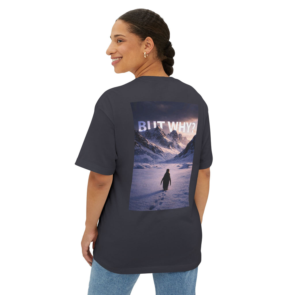 Unisex Oversized Boxy Tee - 'But Why?' Mountain Design