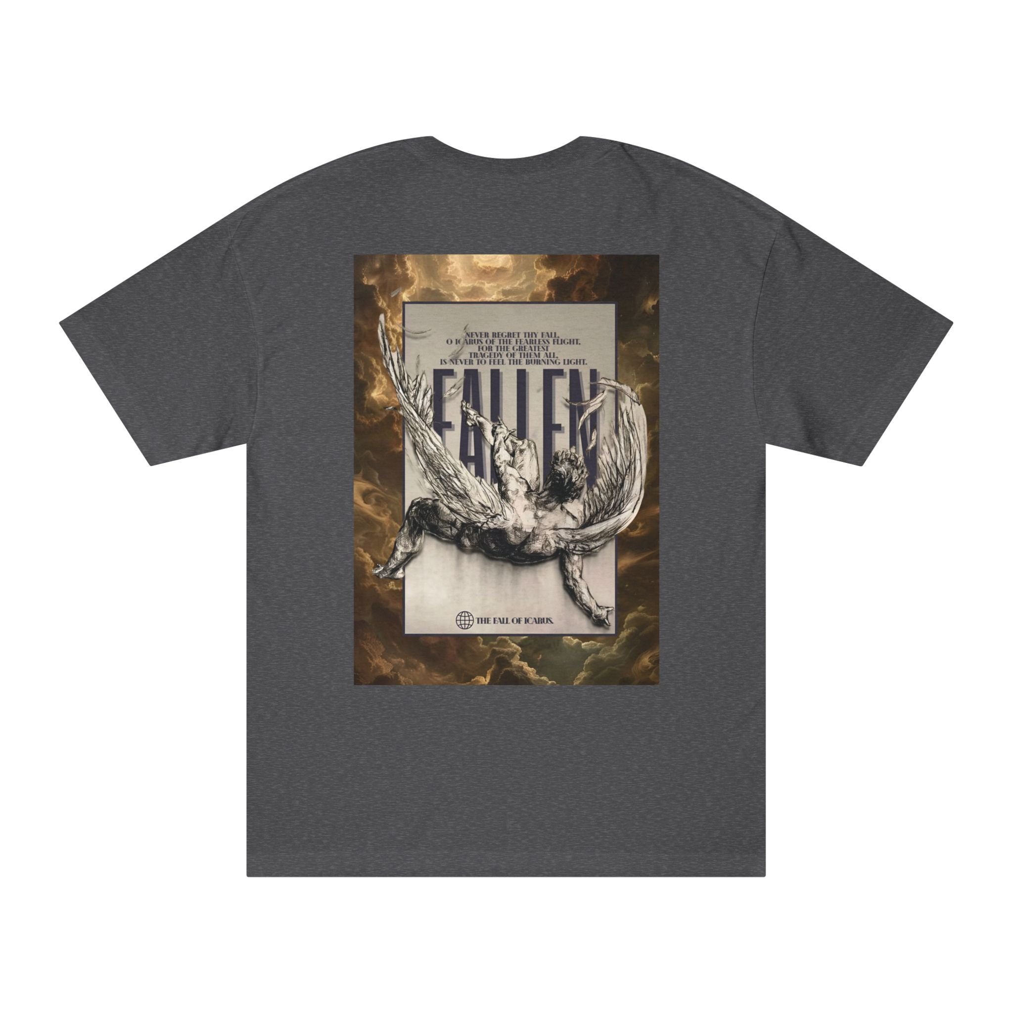 OVERSIZED Fallen Angel Graphic Tee — Vintage Script Chest Logo & Dramatic Back Print