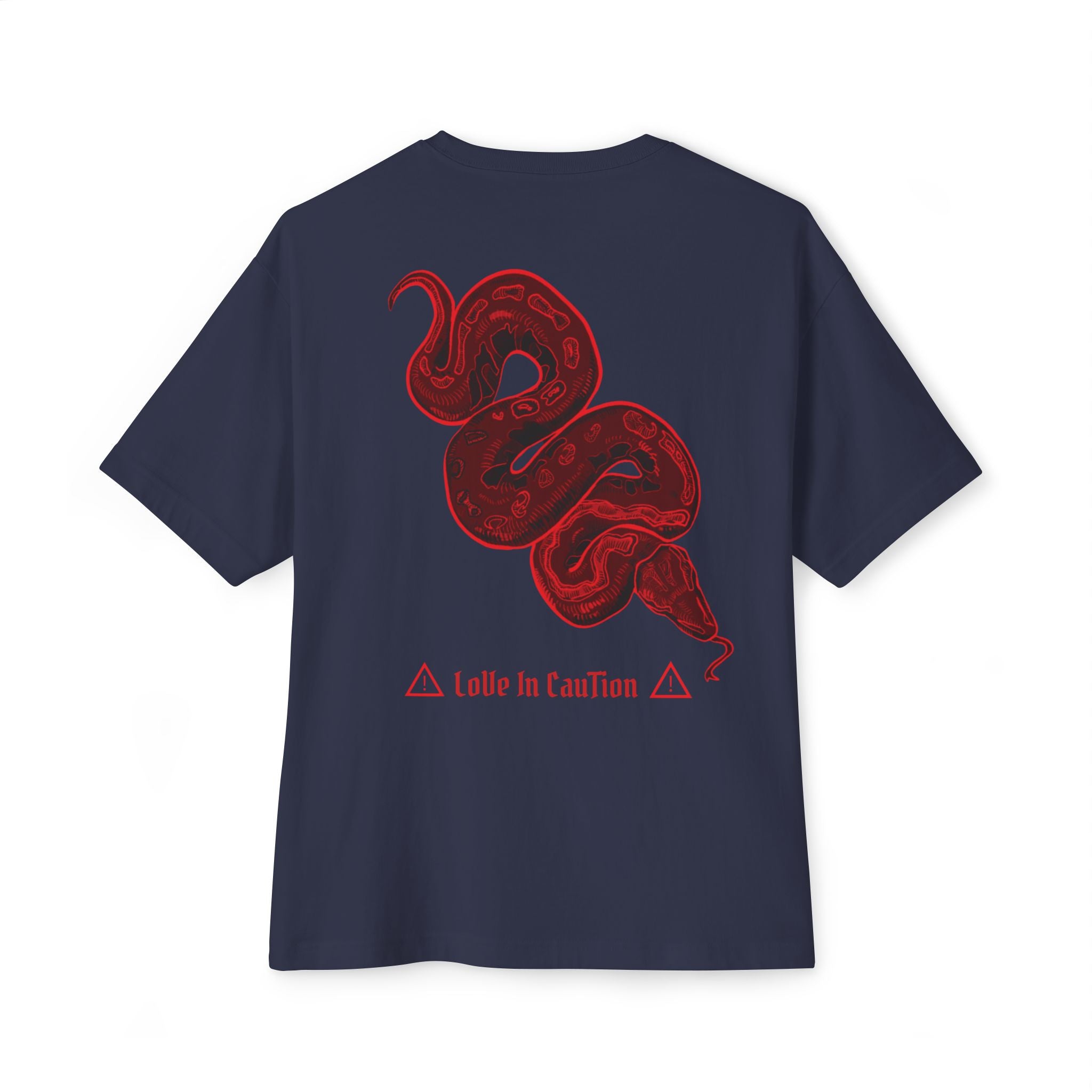 Boxy Tee — "A Little In Caution" Red Snake Graphic