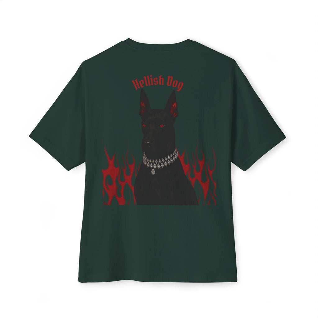 Boxy Tee — "Hellish Dog" Graphic T‑Shirt with Doberman & Flames