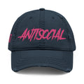 Antisocial Distressed Dad Hat — Embroidered Streetwear Cap