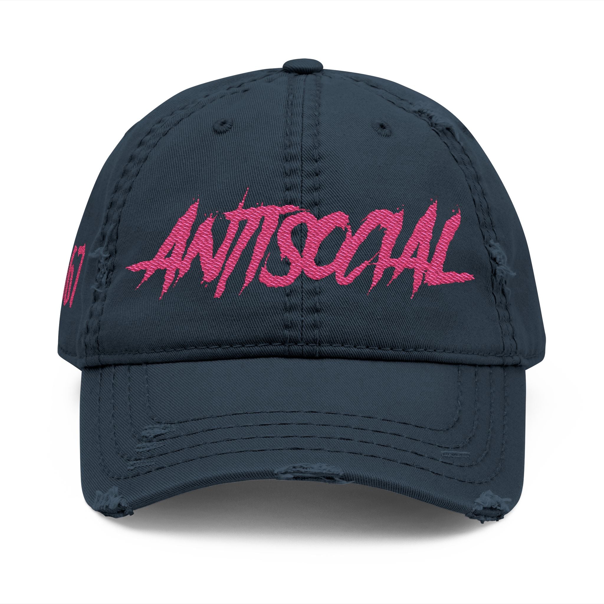 Antisocial Distressed Dad Hat — Embroidered Streetwear Cap