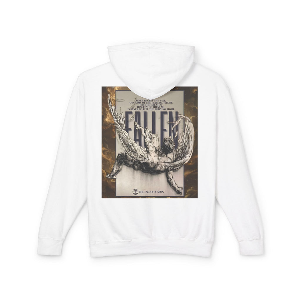 Fallen Graphic Hoodie — Vintage Angel Illustration Back with 'Galante' Script Chest