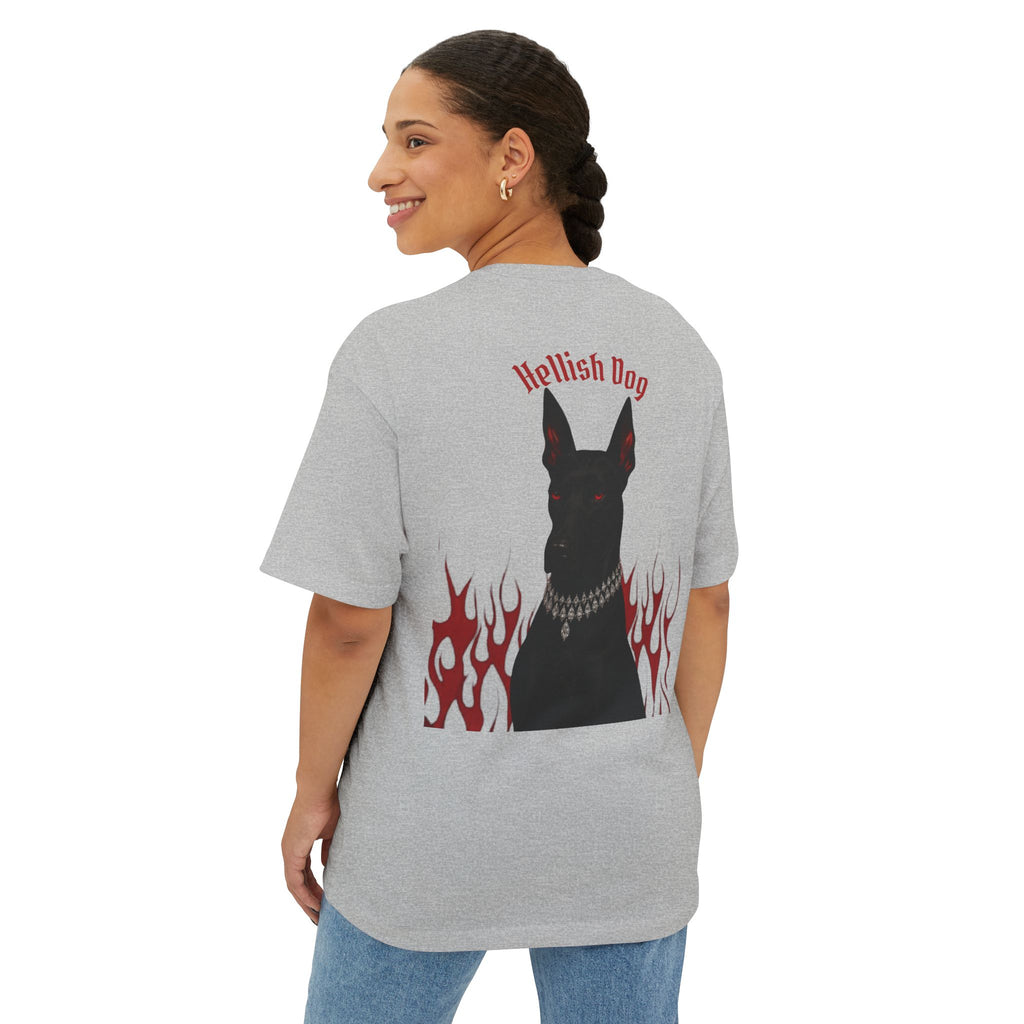 Boxy Tee — "Hellish Dog" Graphic T‑Shirt with Doberman & Flames
