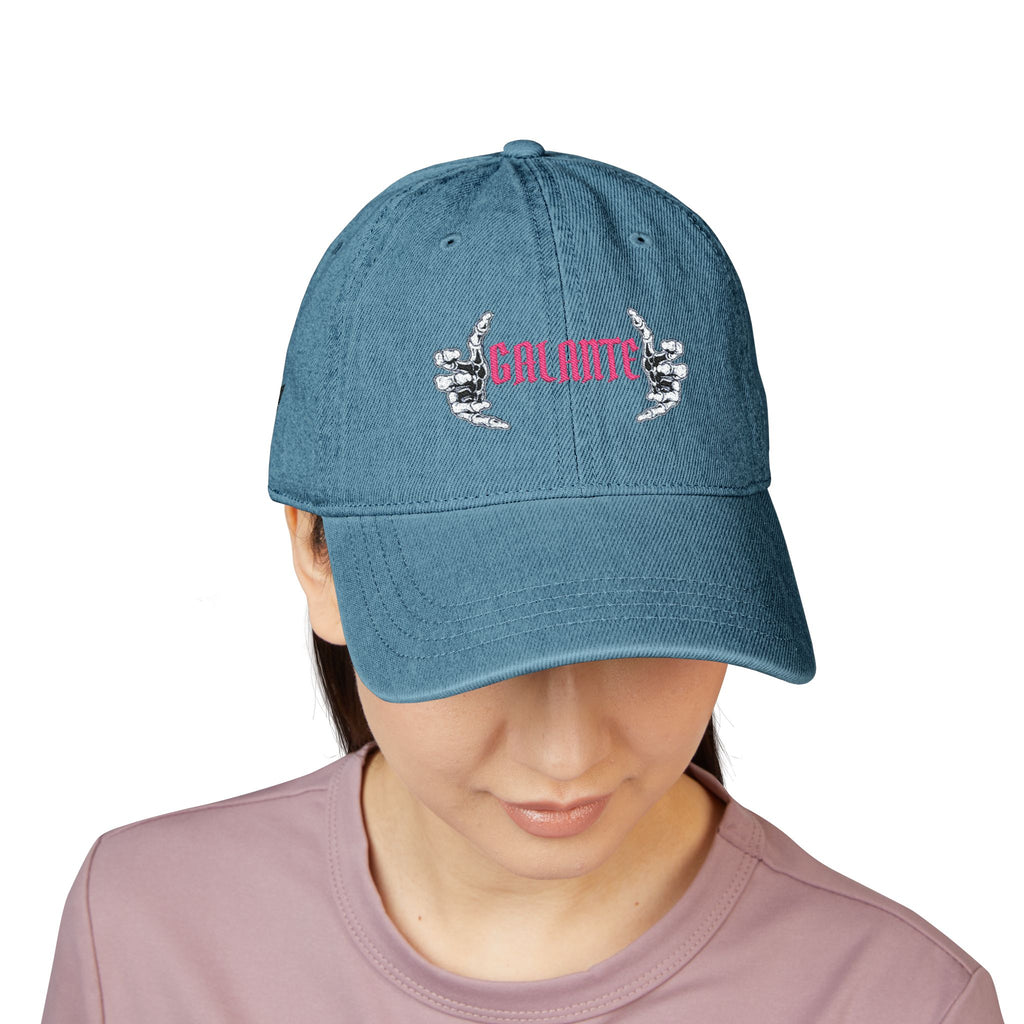 Denim Hat — Embroidered "Galante" with Pointing Hands