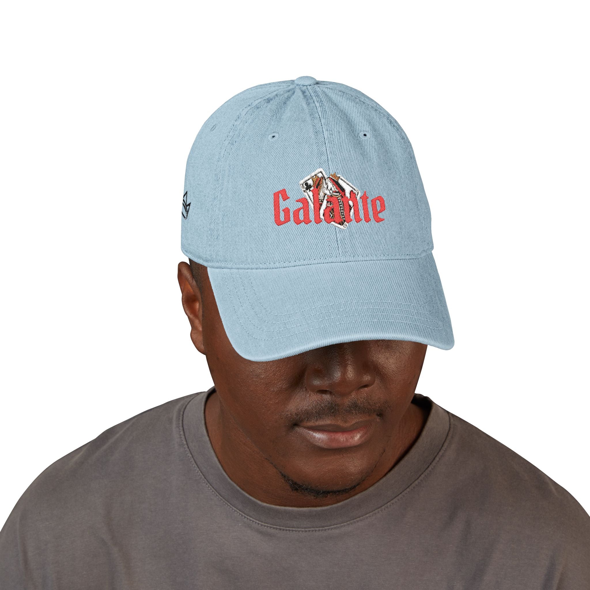 Galante Embroidered Denim Hat — Vintage Poker Card Logo Cap