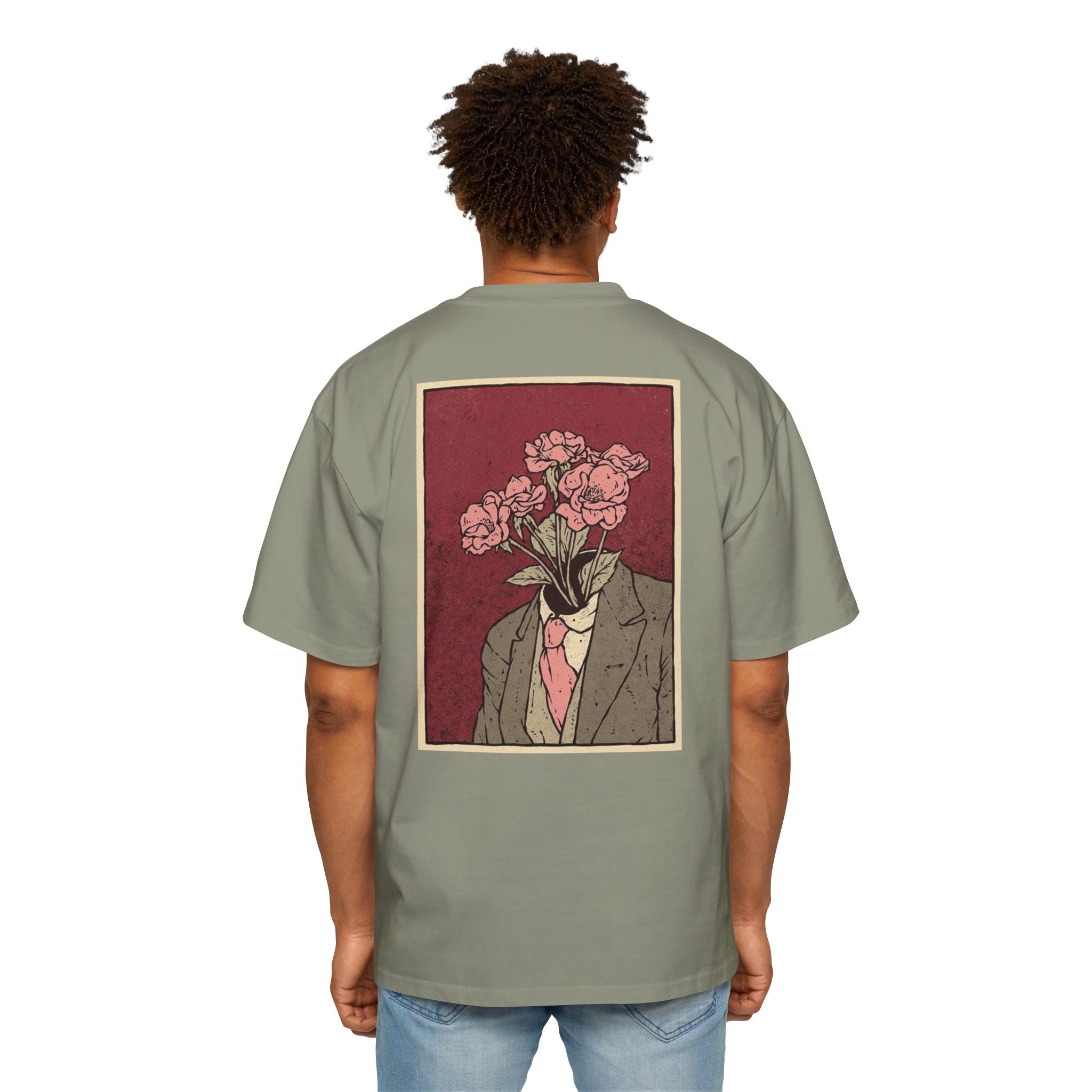 Oversized Tee — 'Galante' Script Front & Floral Head Portrait Back