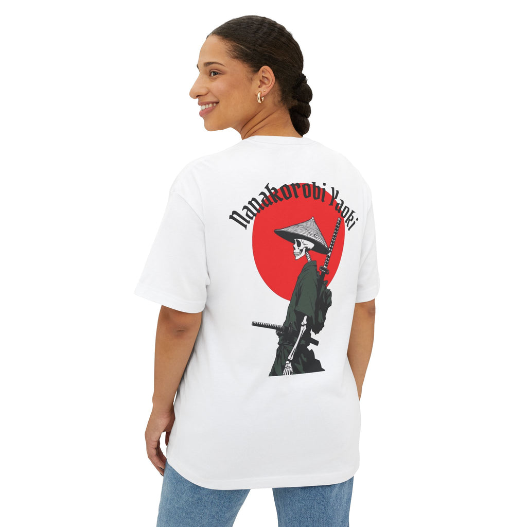 Samurai Skeleton Tee — "Nana korobi ya oki" Oversized Boxy T‑Shirt