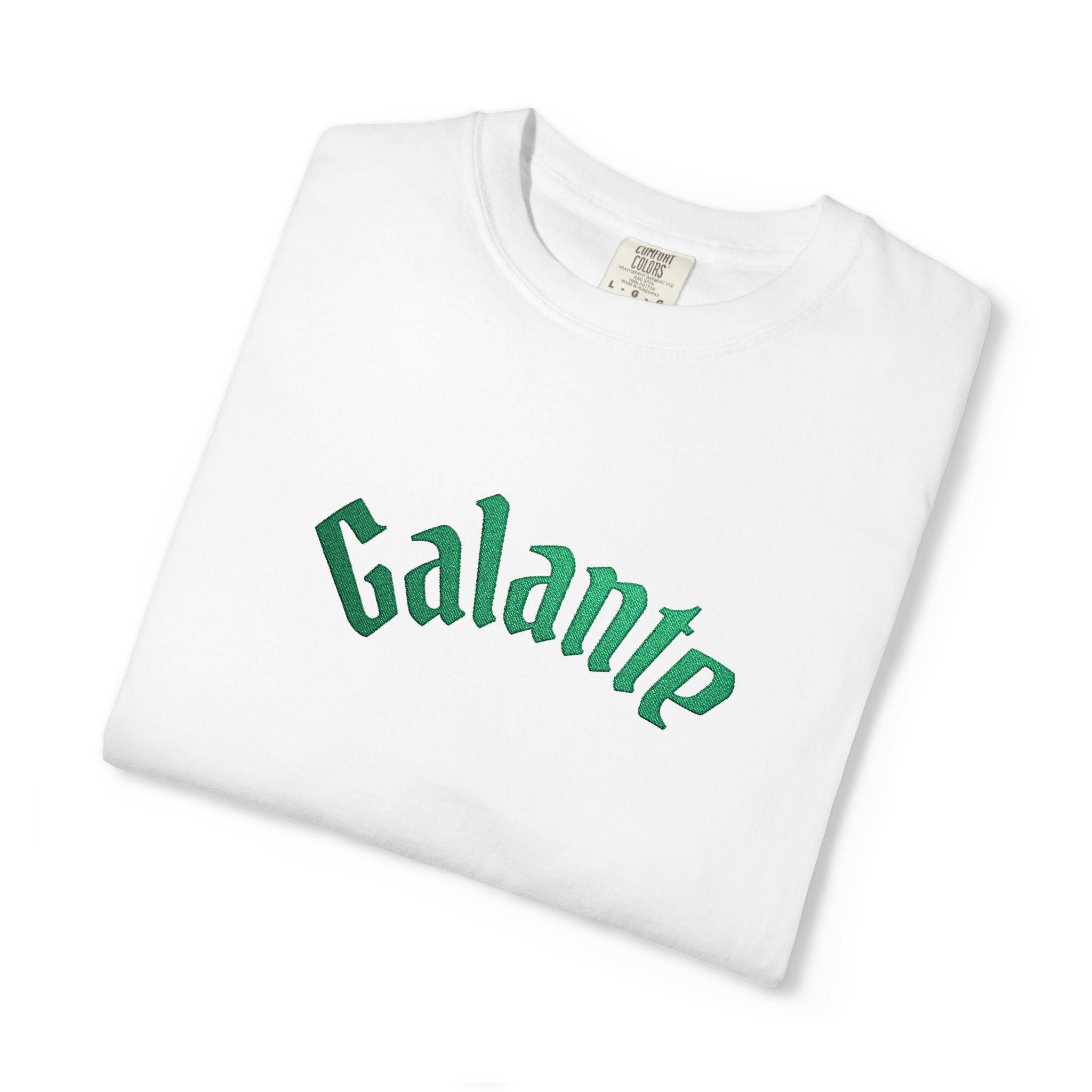 Galante Vintage-Style Tee — White T-Shirt with Green Arch Logo
