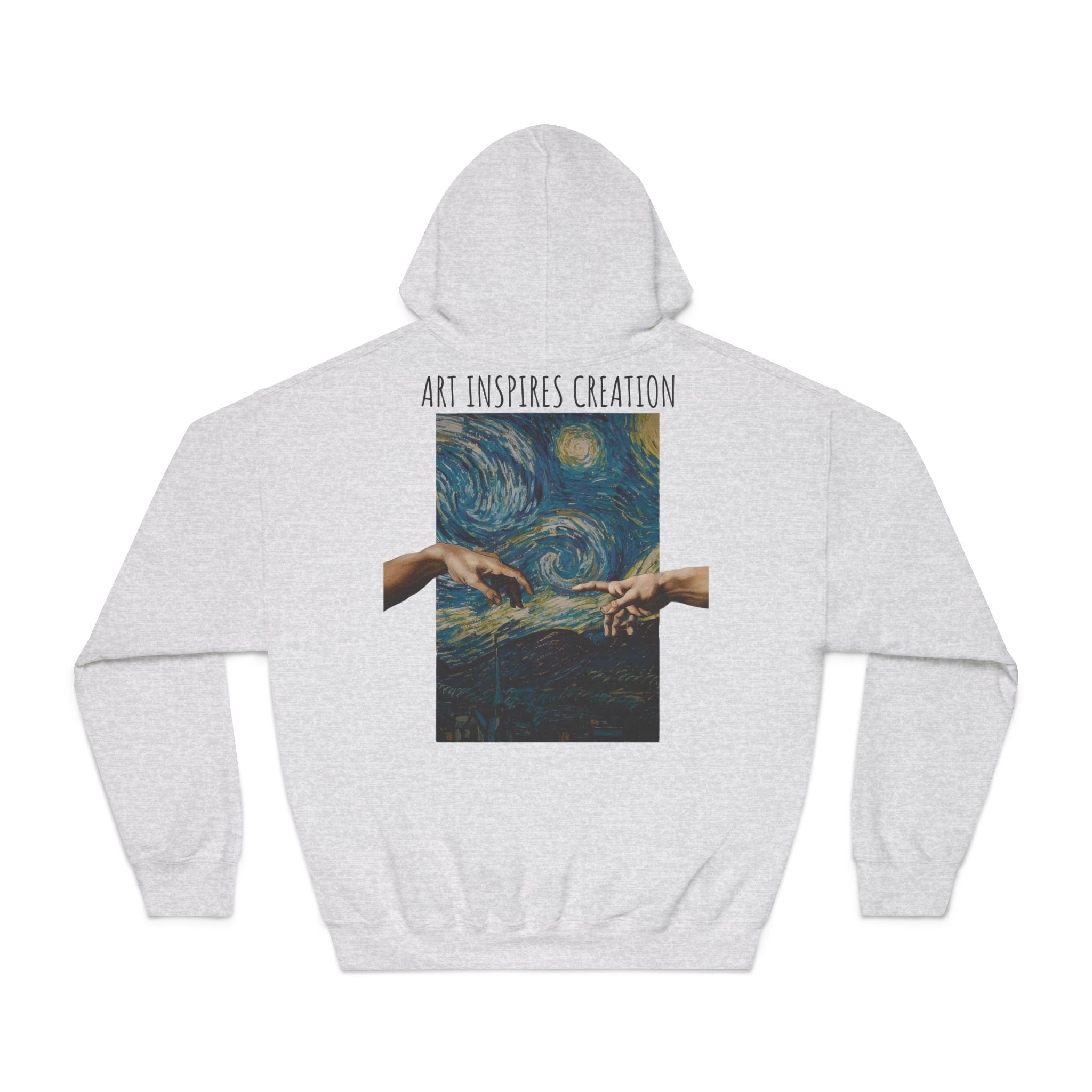 Art Inspires Creation Hoodie | Renaissance Hands Starry Night Artwork