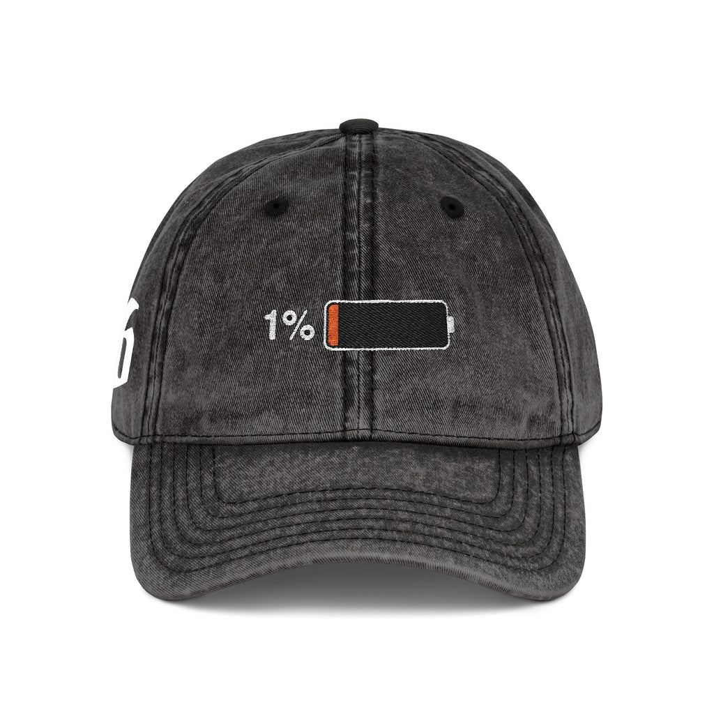 Vintage Embroidered Cap — 1% Low Battery Graphic