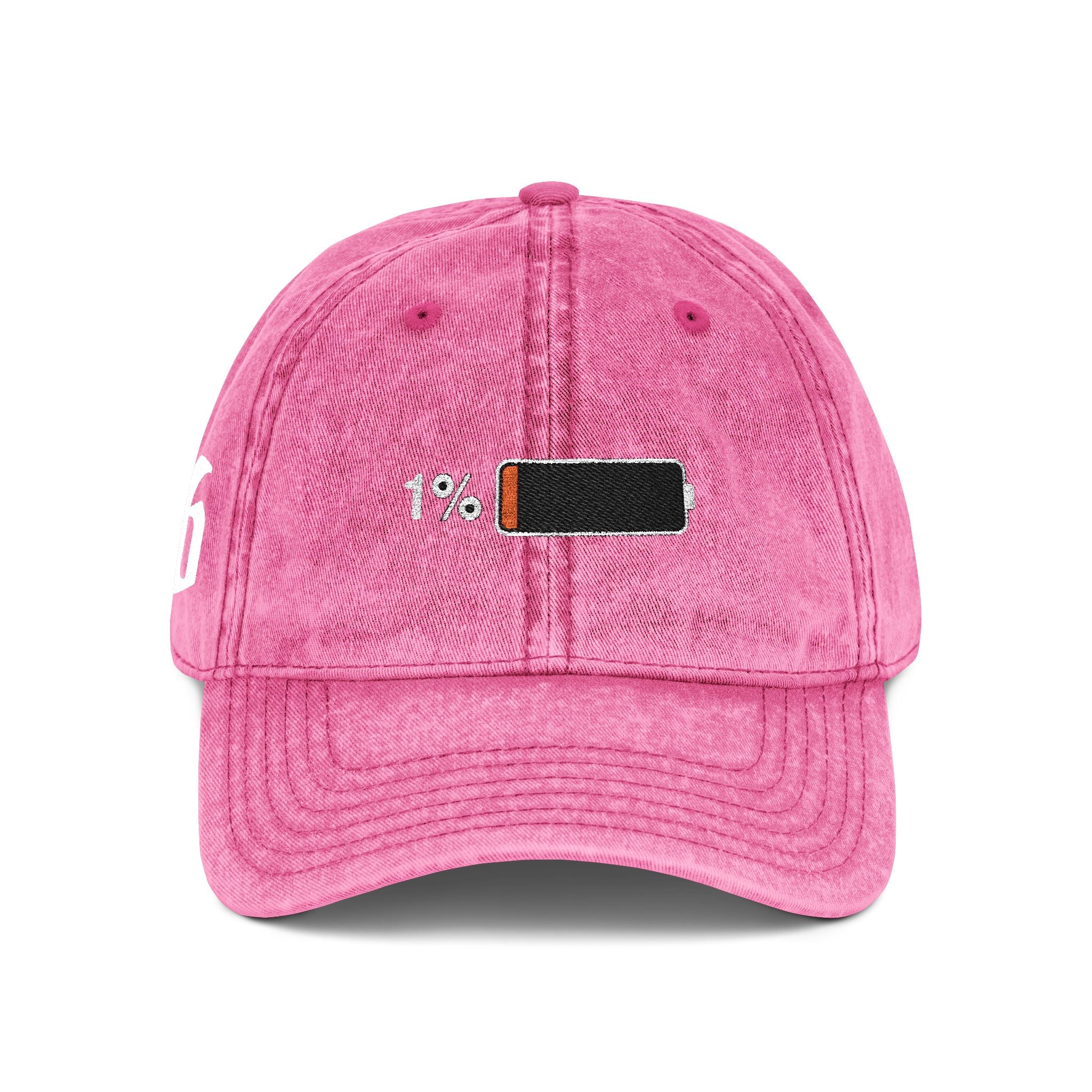 Vintage Embroidered Cap — 1% Low Battery Graphic