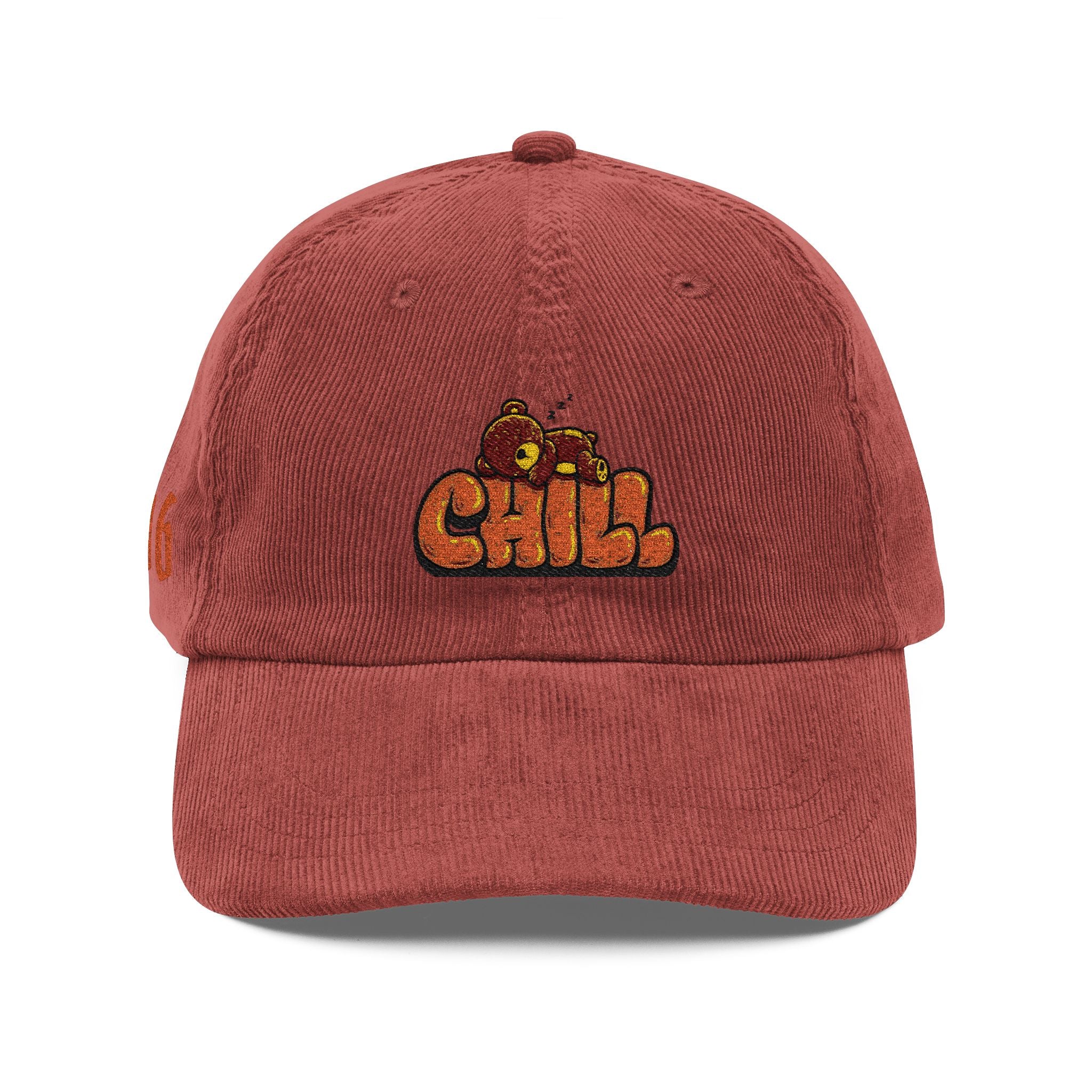 Corduroy Cap — Embroidered "CHILL" Retro Cozy Dad Hat
