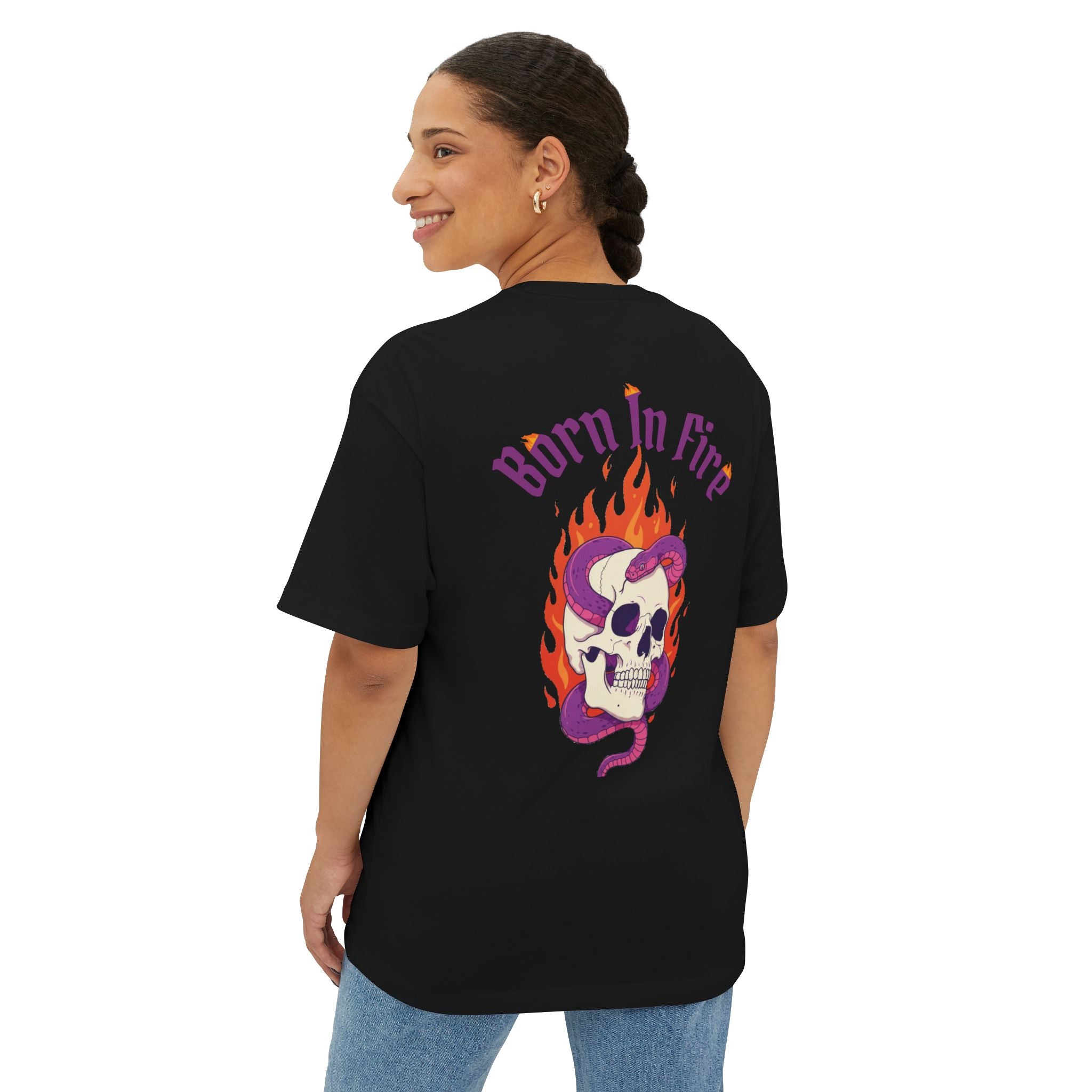 Born in Fire Skull Tee — Galante Graphic Oversized Boxy T‑Shirt