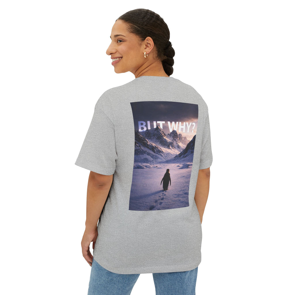 Unisex Oversized Boxy Tee - 'But Why?' Mountain Design
