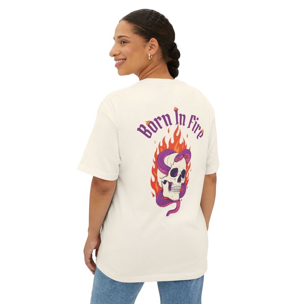 Born in Fire Skull Tee — Galante Graphic Oversized Boxy T‑Shirt