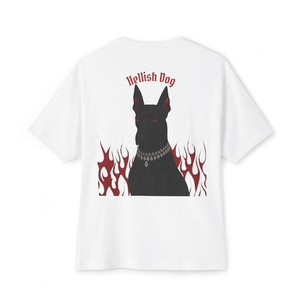 Boxy Tee — "Hellish Dog" Graphic T‑Shirt with Doberman & Flames