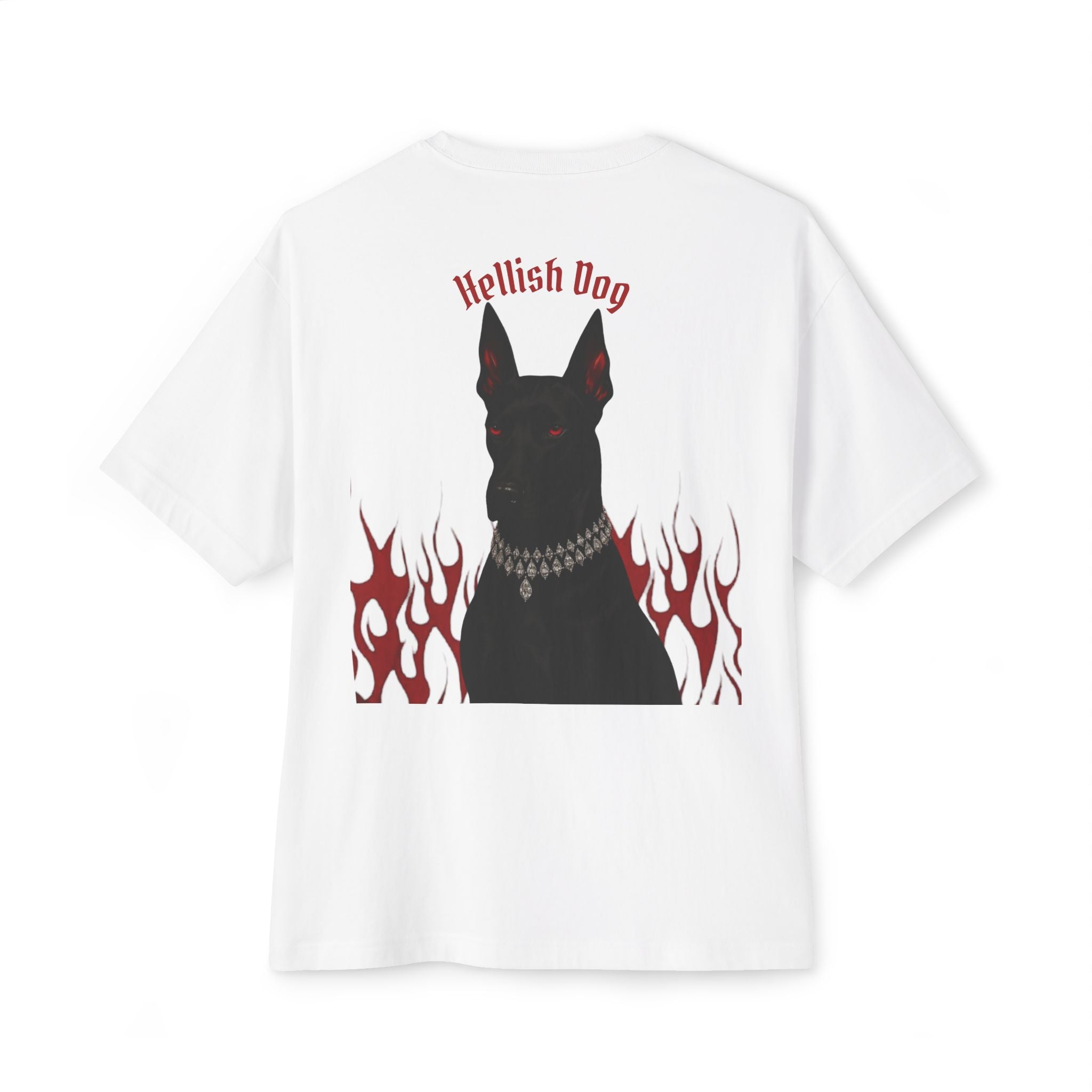 Boxy Tee — "Hellish Dog" Graphic T‑Shirt with Doberman & Flames