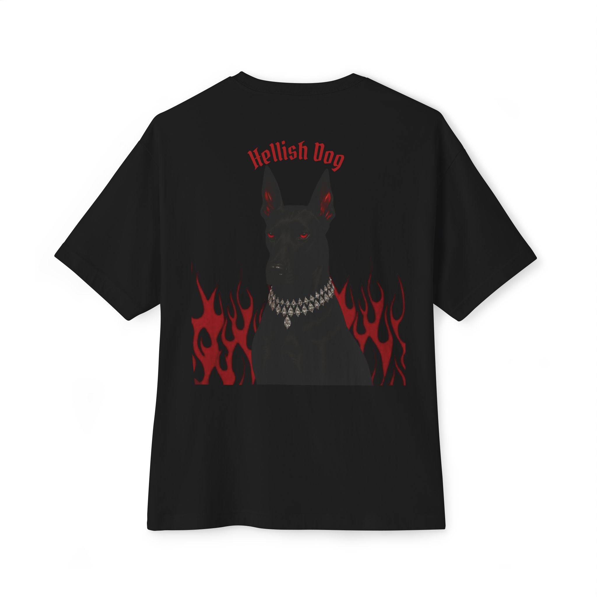 Boxy Tee — "Hellish Dog" Graphic T‑Shirt with Doberman & Flames