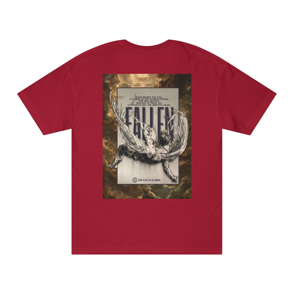 OVERSIZED Fallen Angel Graphic Tee — Vintage Script Chest Logo & Dramatic Back Print