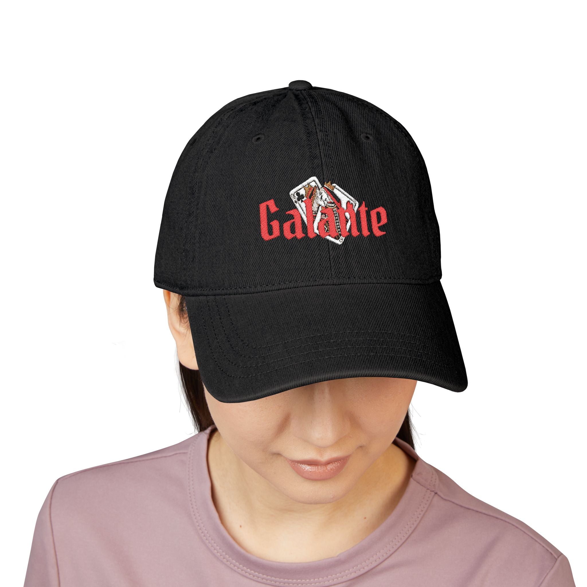 Galante Embroidered Denim Hat — Vintage Poker Card Logo Cap