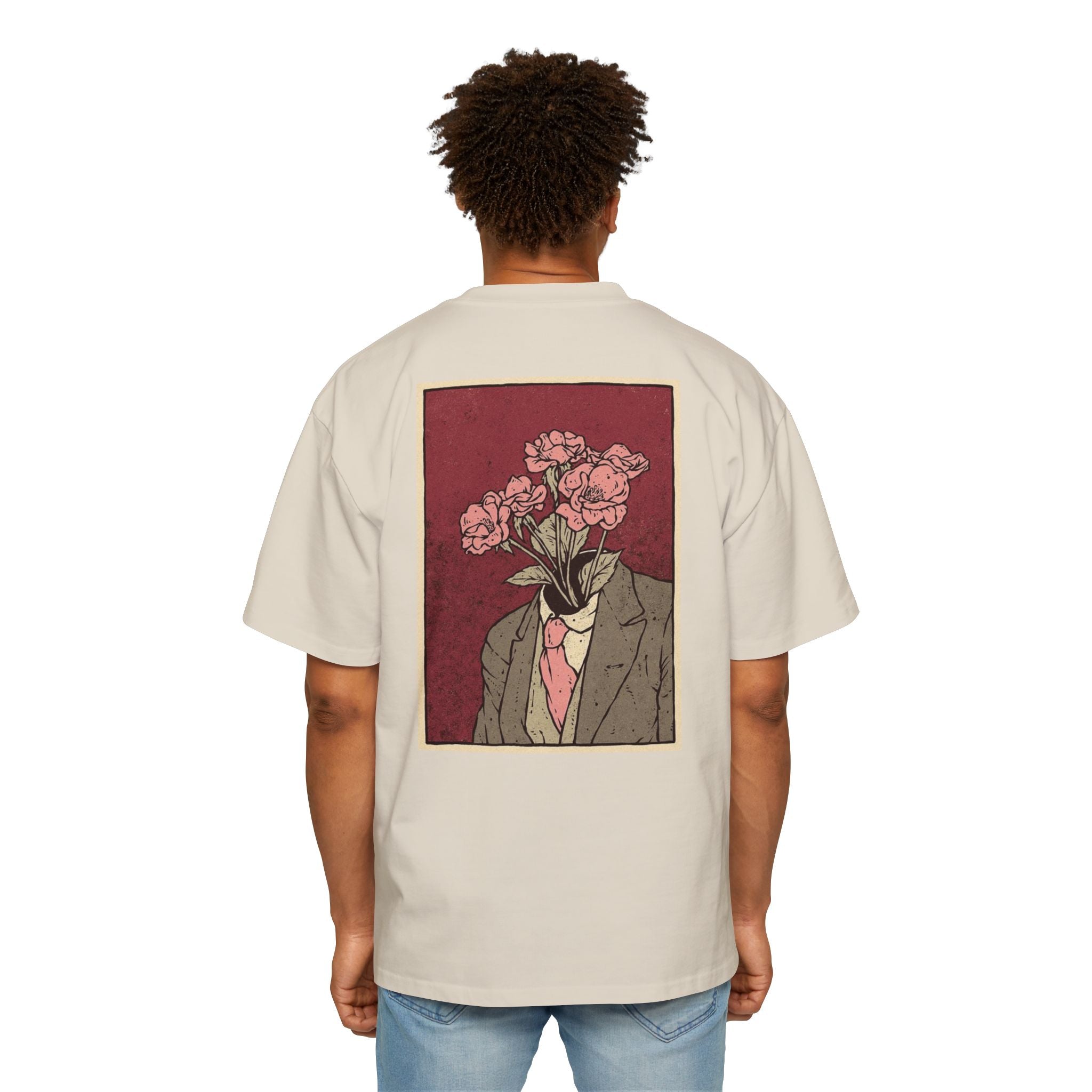 Oversized Tee — 'Galante' Script Front & Floral Head Portrait Back