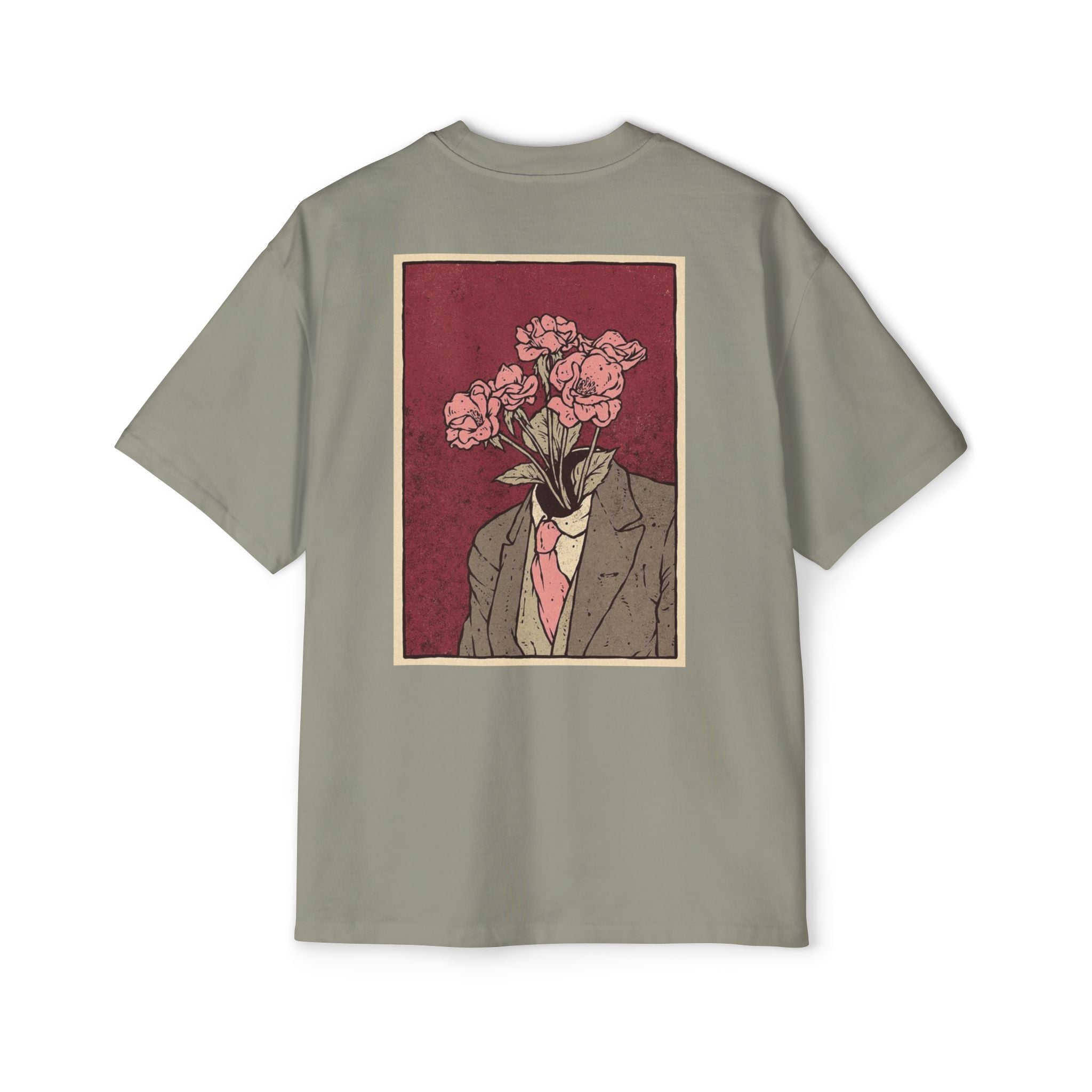 Oversized Tee — 'Galante' Script Front & Floral Head Portrait Back